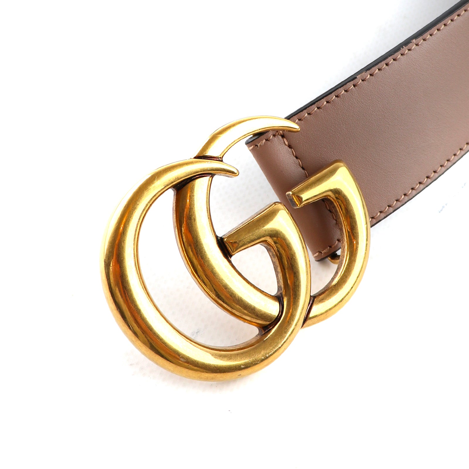 GUCCI - Ceinture GG Buckle Marmont en cuir lisse rose (T80)