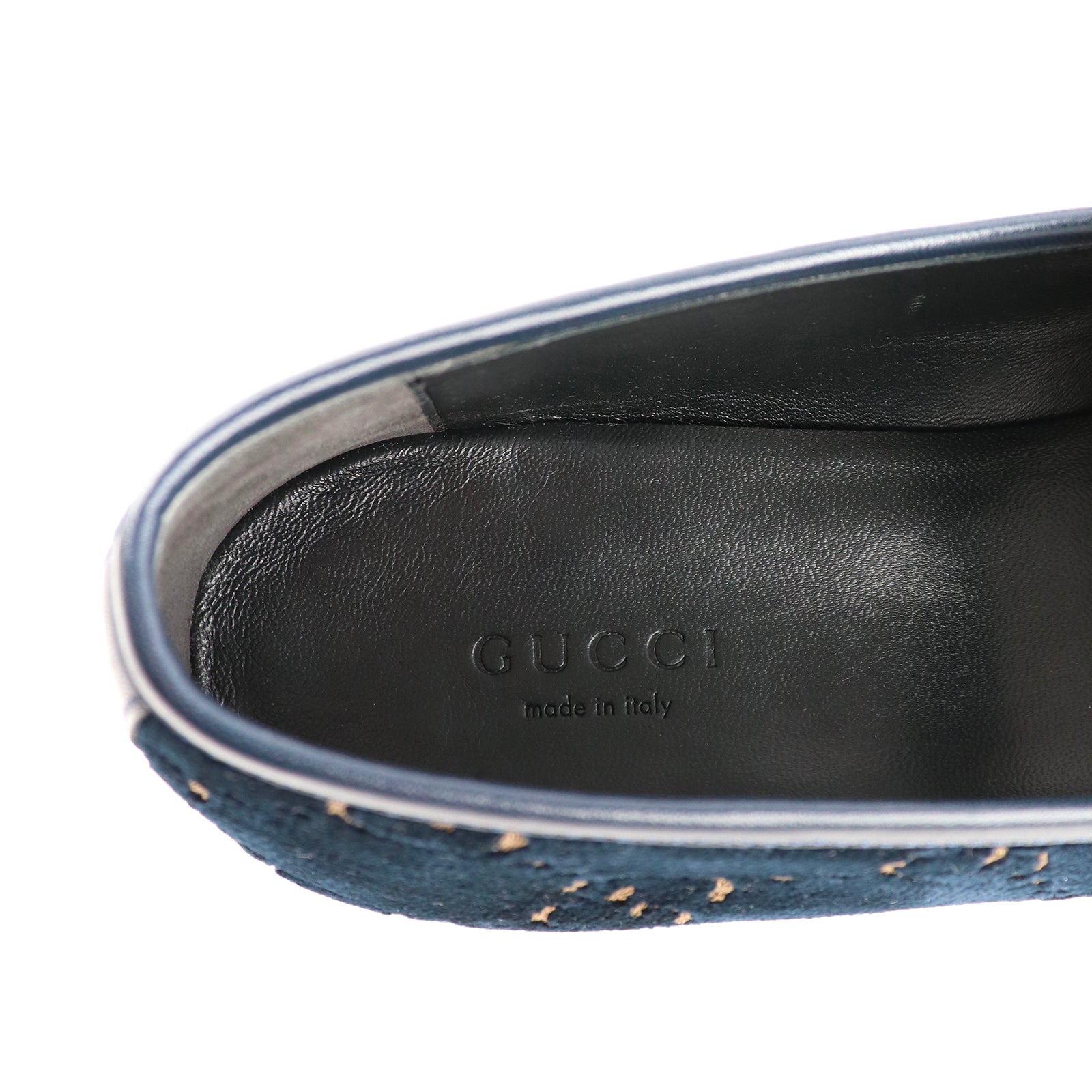 GUCCI - Mocassins Jordaan en velours bleu marine (T39,5)
