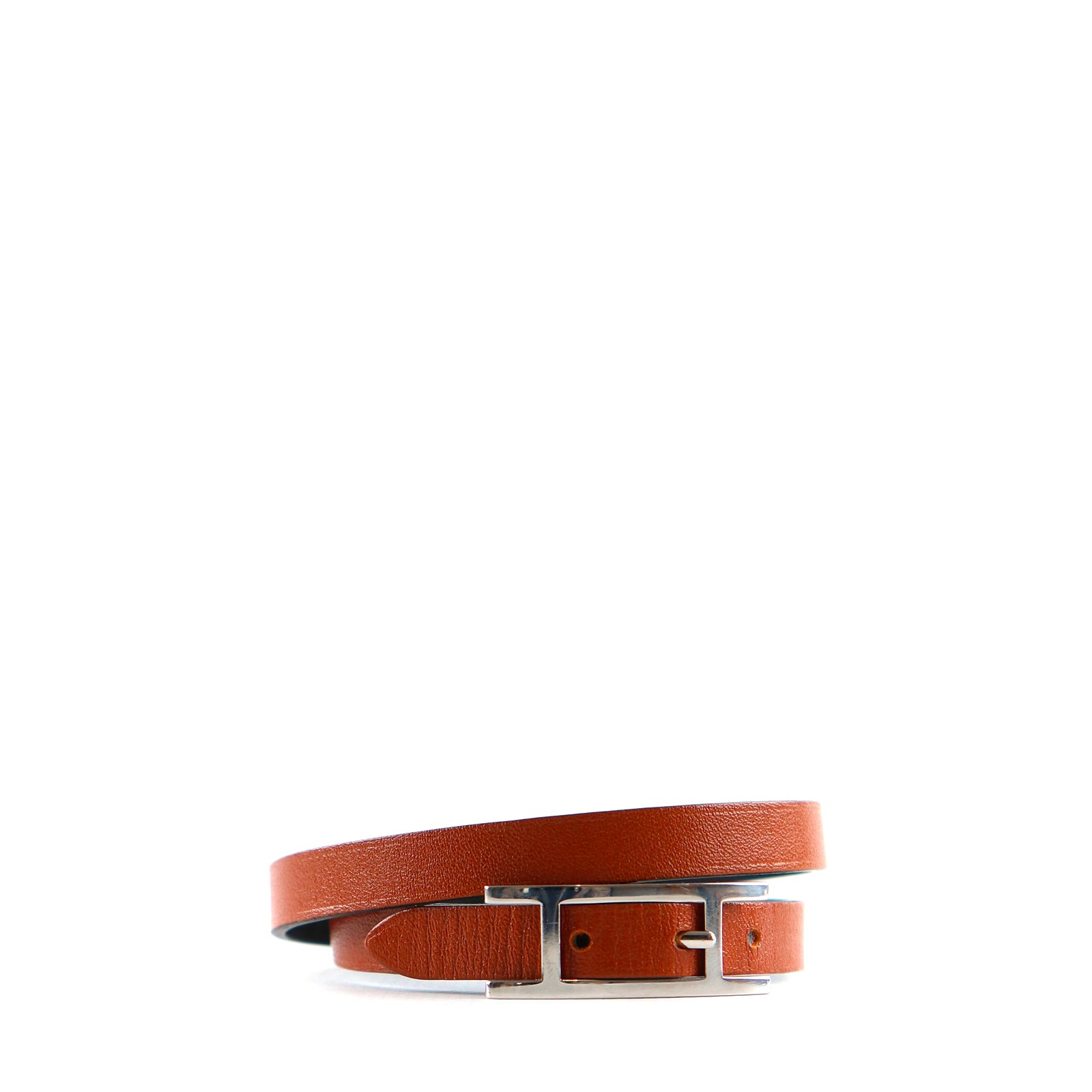 HERMÈS - Bracelet Behapi Double Tour en cuir noir et gold