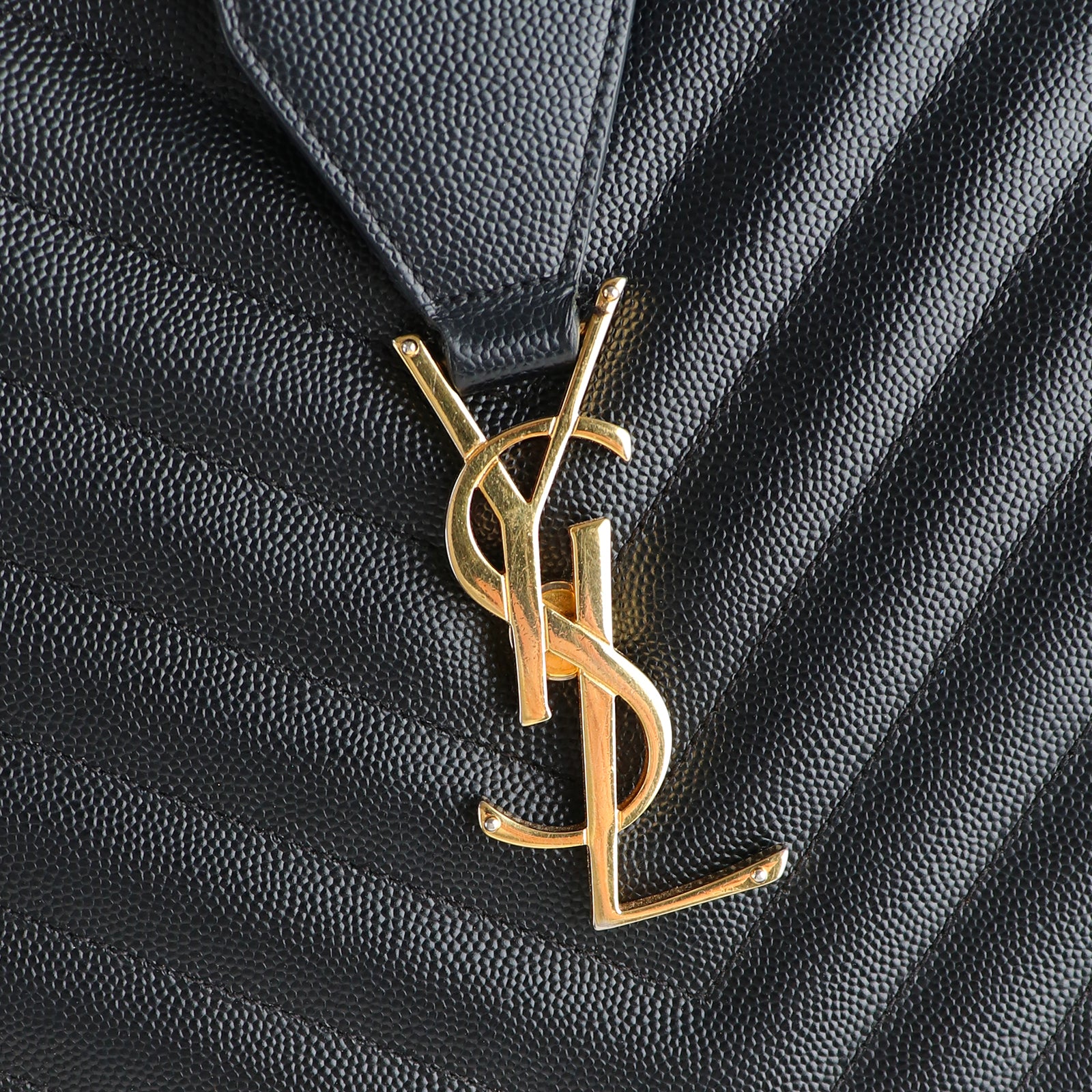 SAINT LAURENT - Sac cabas Shopping Monogramme en cuir grainé noir