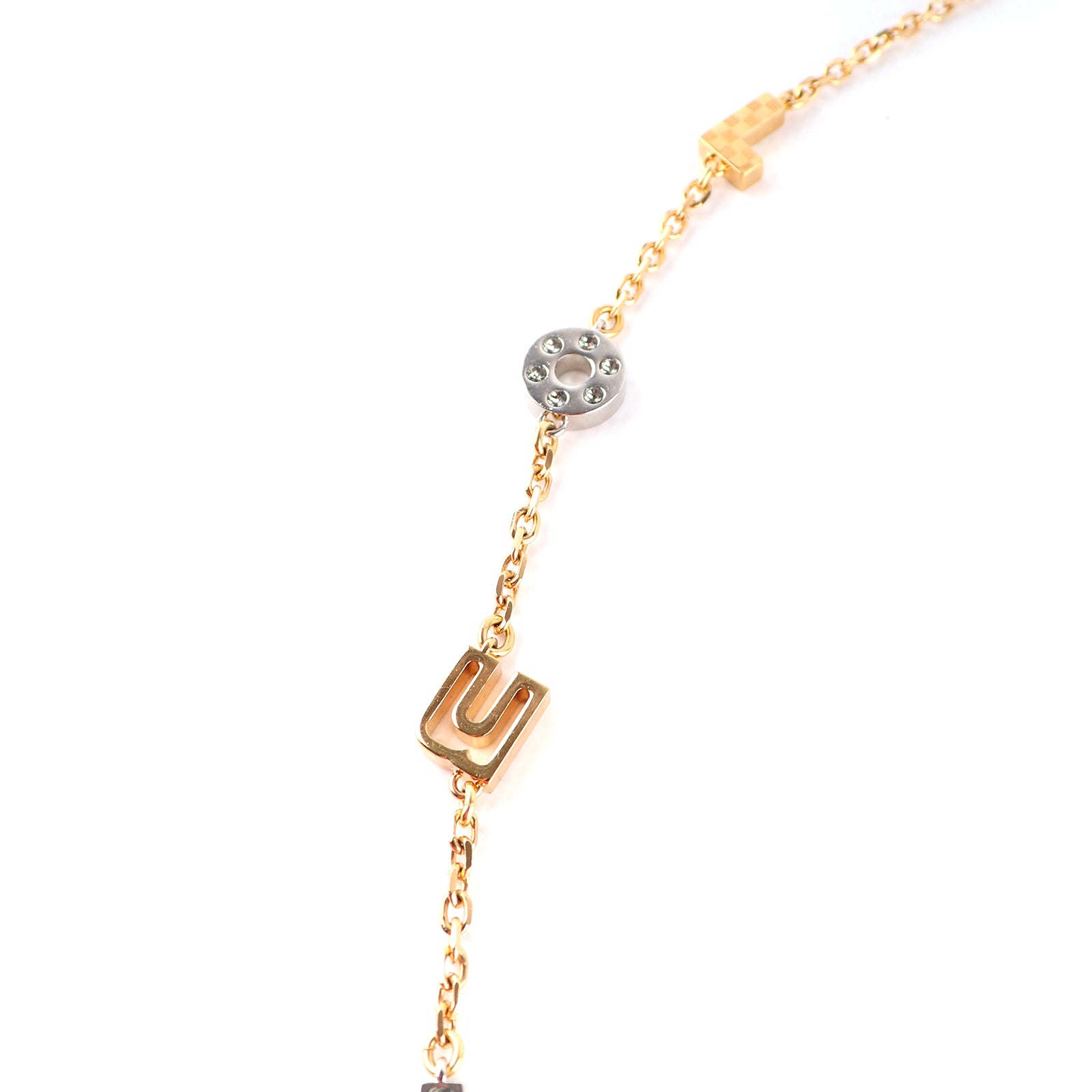 LOUIS VUITTON - Collier Love Letter Crystal doré et argenté