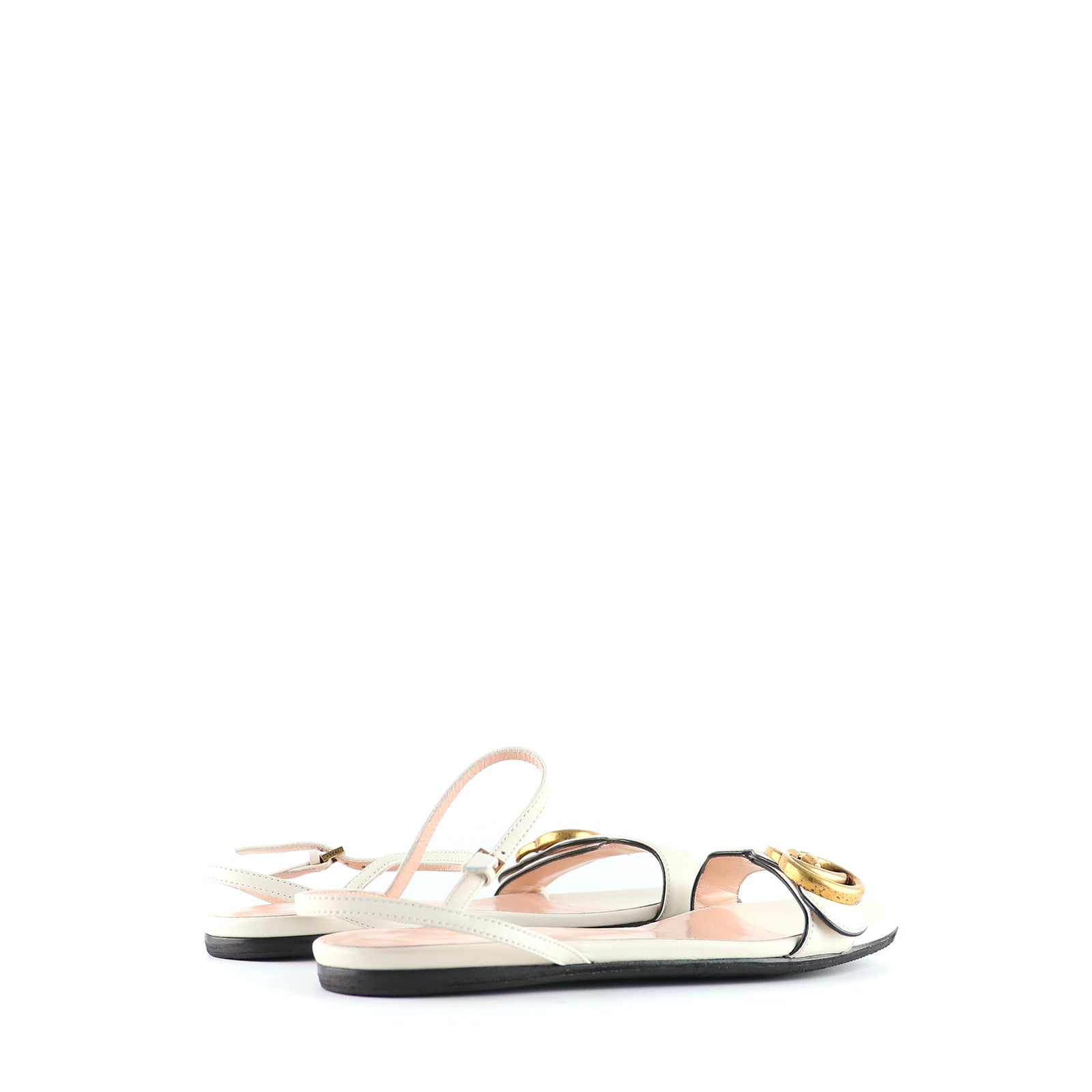 GUCCI - Marmont white leather sandals (T35)