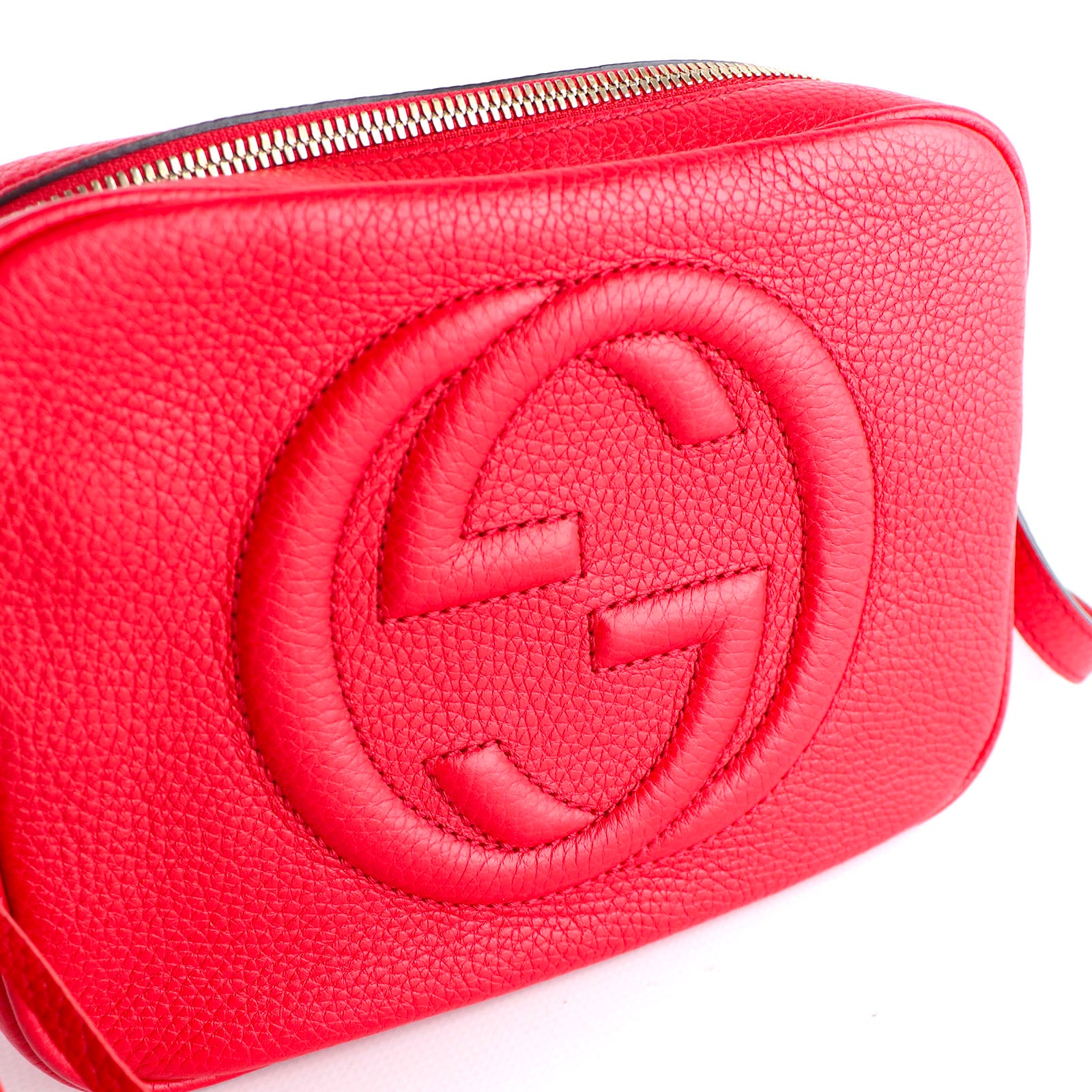 GUCCI - Sac à bandoulière Soho Camera en cuir grainé rouge