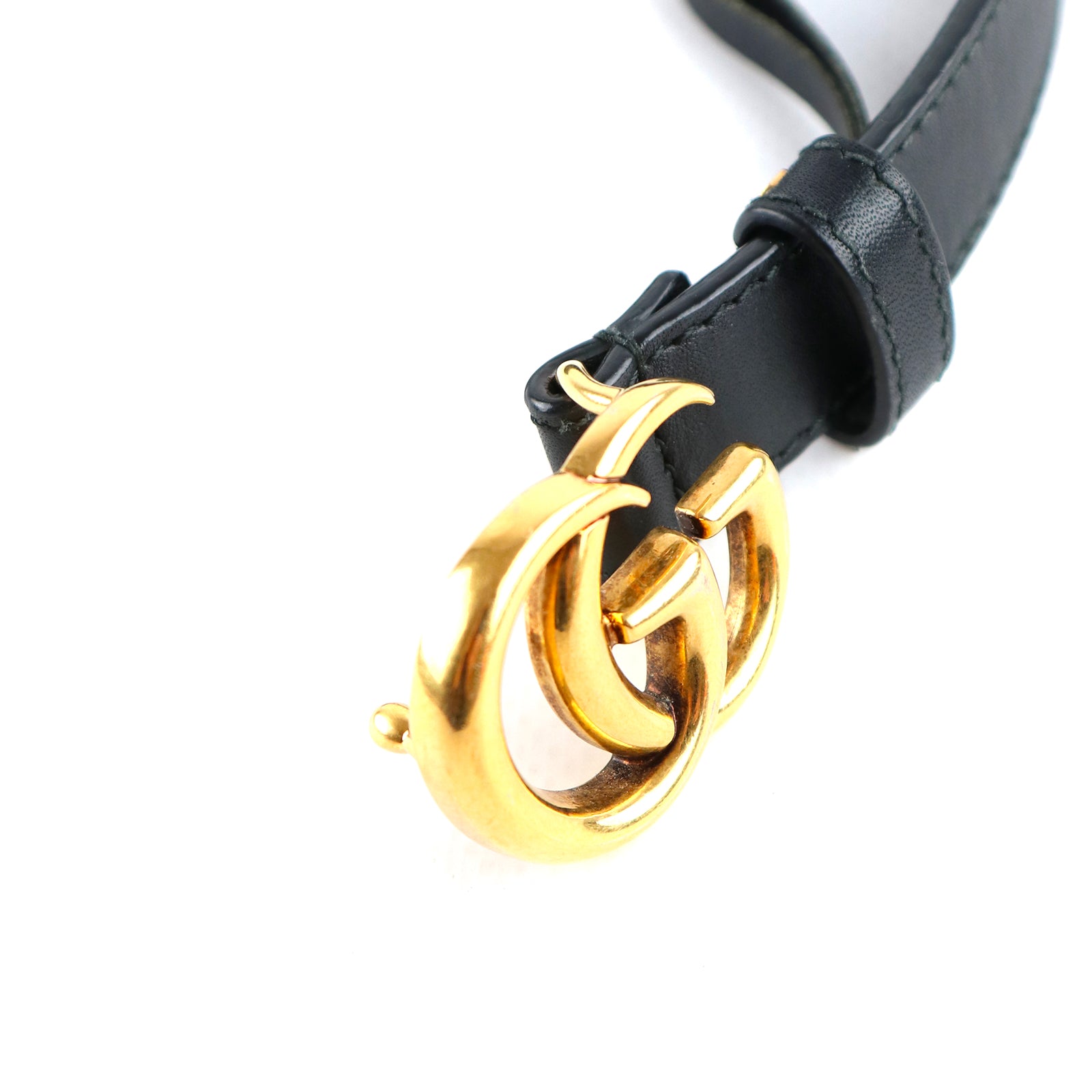 GUCCI - Ceinture GG Marmont en cuir noir (T80)