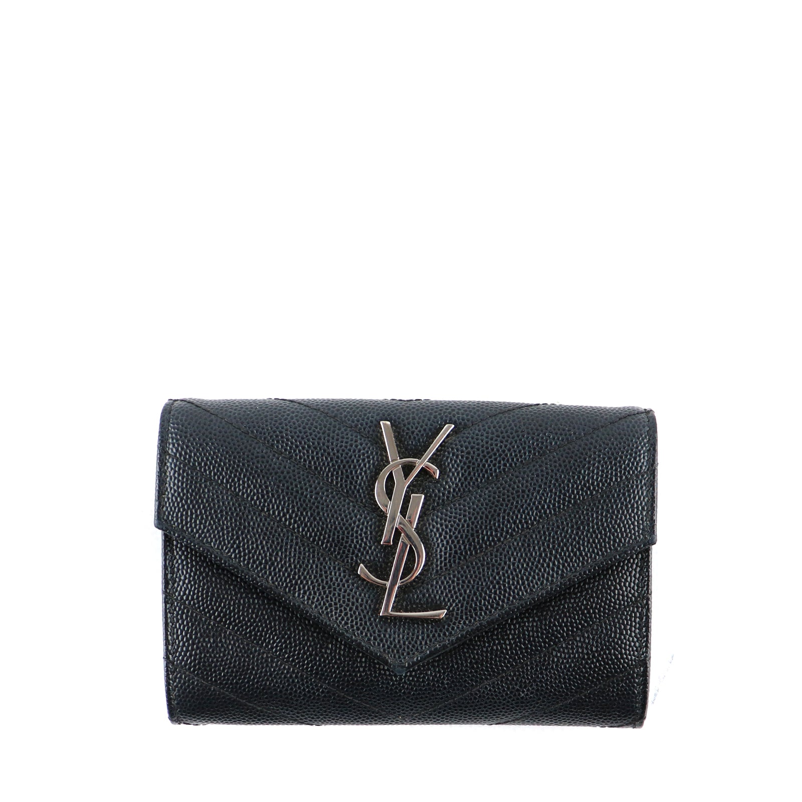 SAINT LAURENT - Portefeuille Cassandre Envelope en cuir grainé