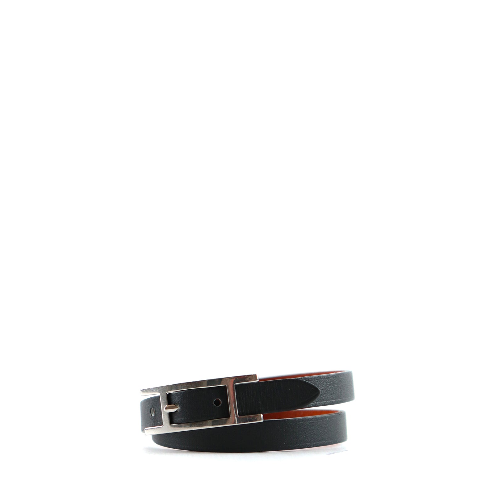 HERMÈS - Bracelet Behapi Double Tour en cuir noir et gold
