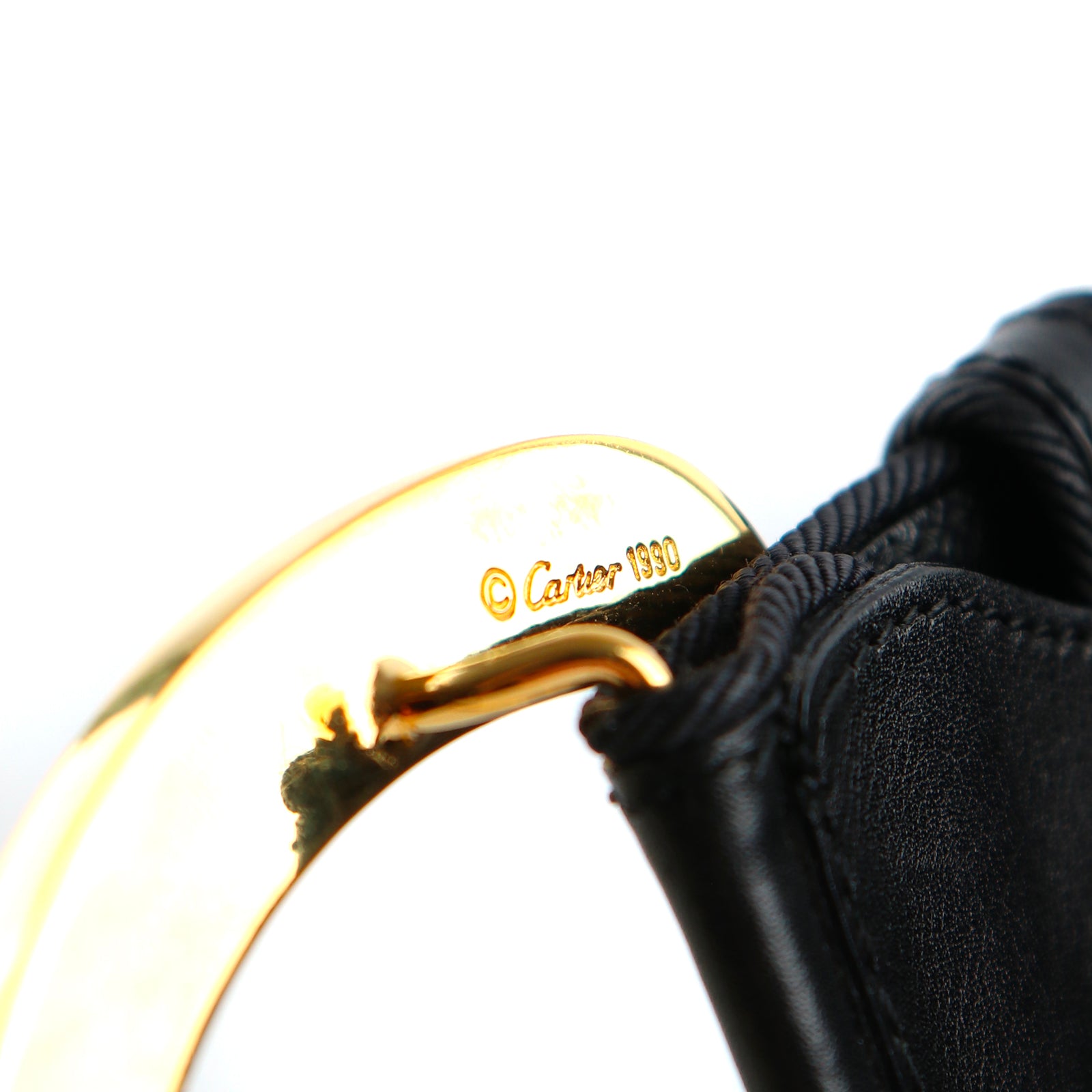 CARTIER - Ceinture Panthère en cuir noir vintage (T70)
