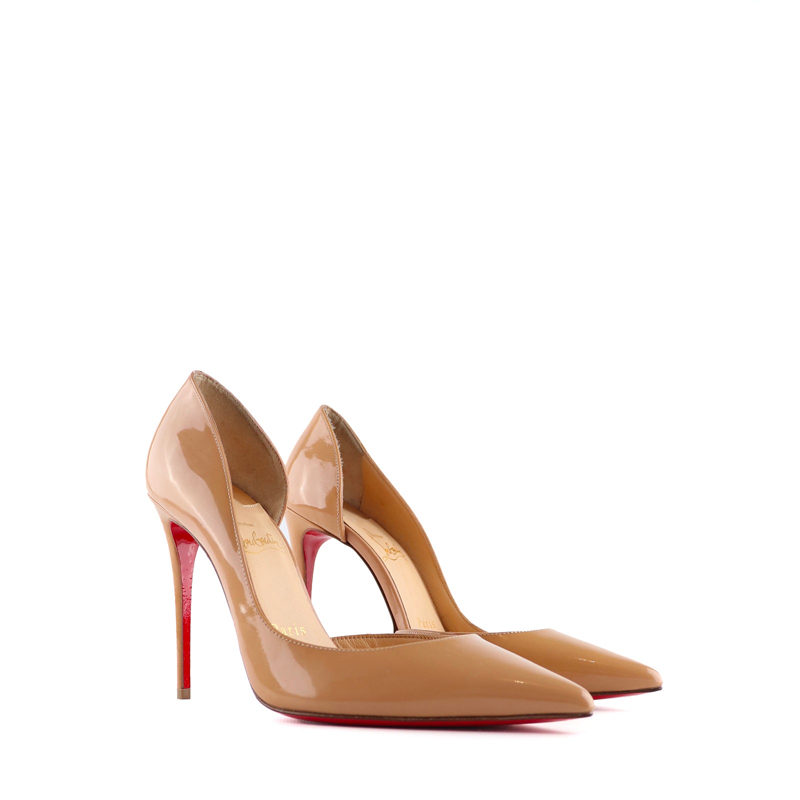 LOUBOUTIN - Escarpins Iriza en cuir verni beige (T37)