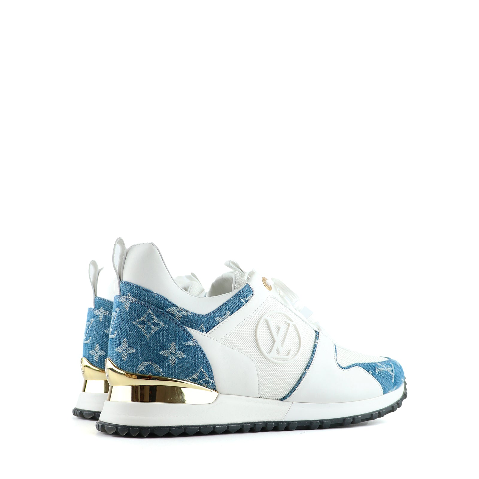 LOUIS VUITTON - Run Away sneakers in leather and denim (T39.5)