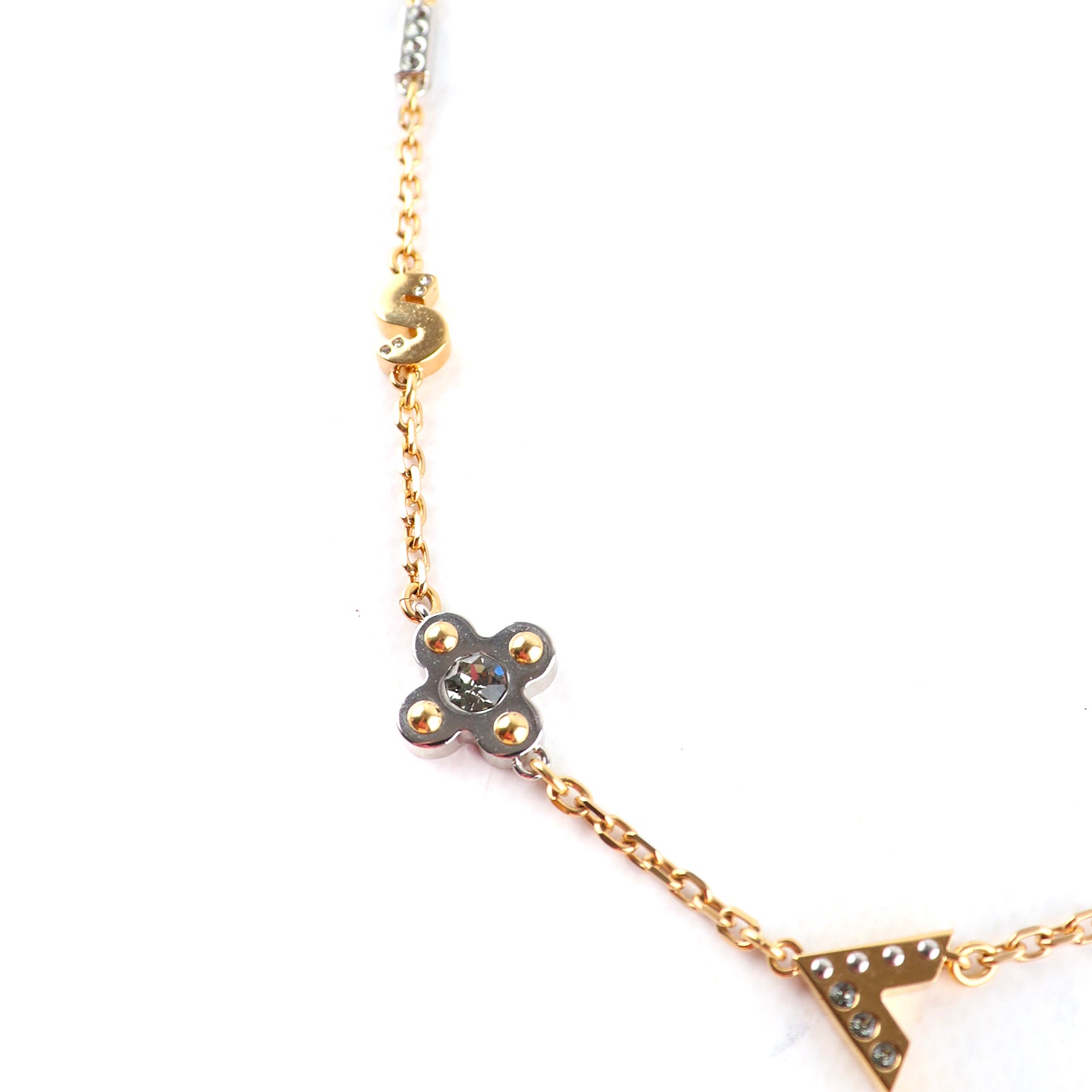 LOUIS VUITTON - Collier Love Letter Crystal doré et argenté