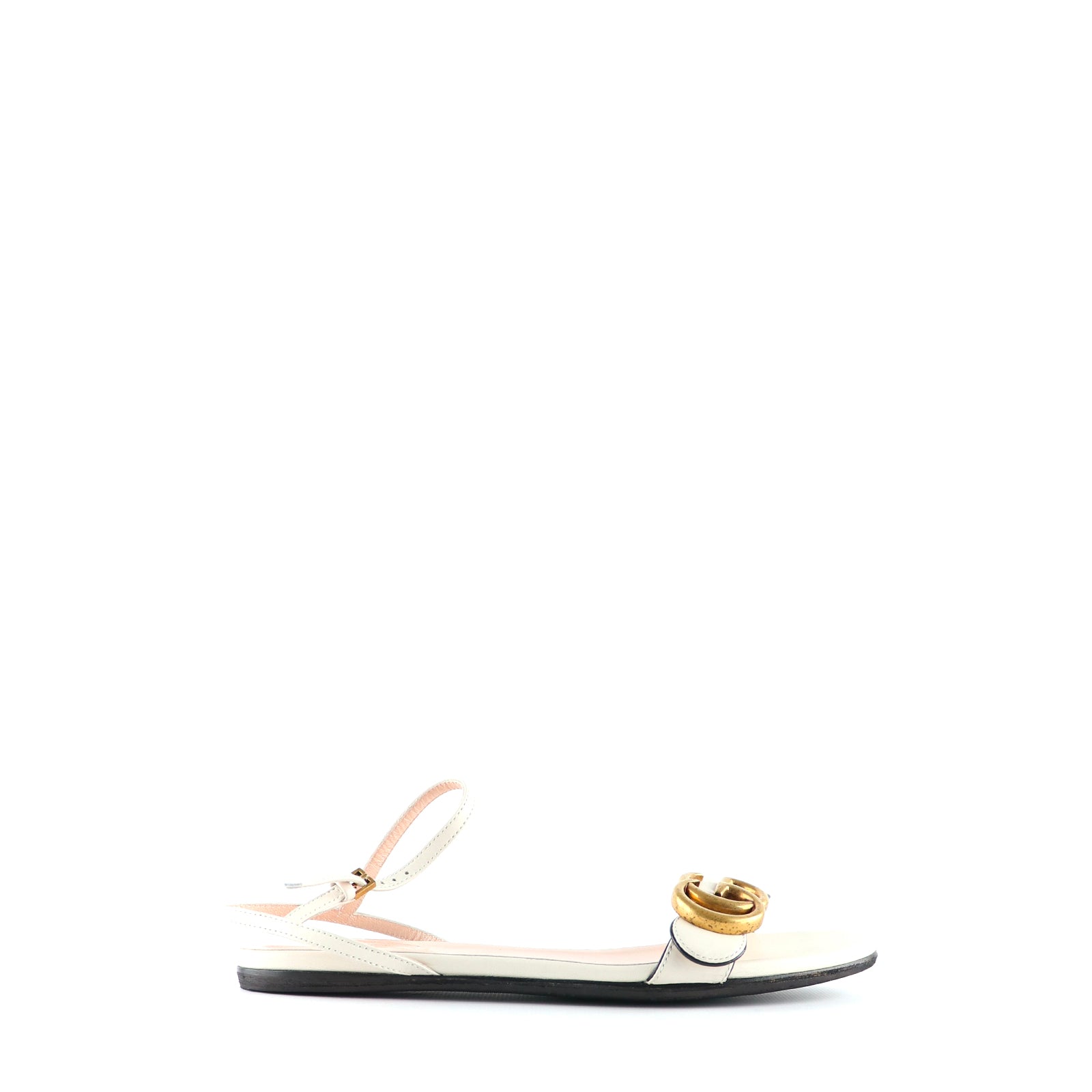 GUCCI - Marmont white leather sandals (T35)