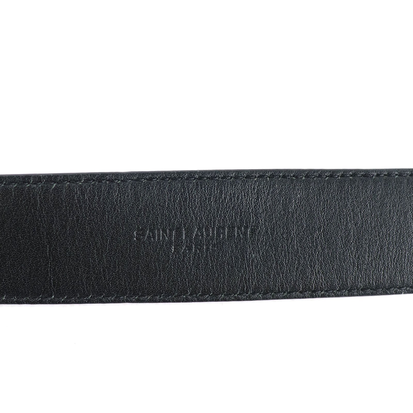 SAINT LAURENT - Ceinture Cassandre à boucle carrée en cuir lisse (T90)