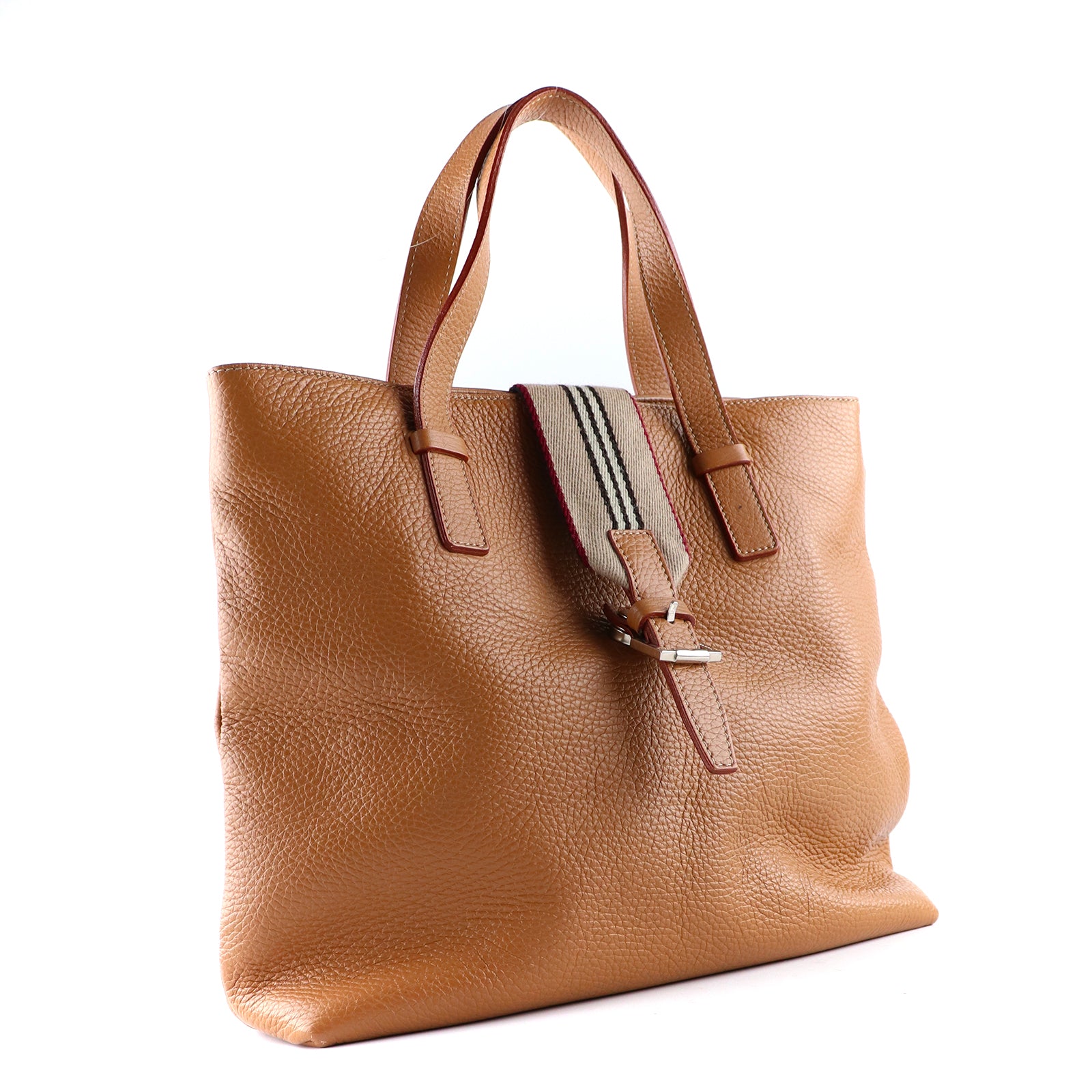 BURBERRY - Sac à main en cuir grainé vintage