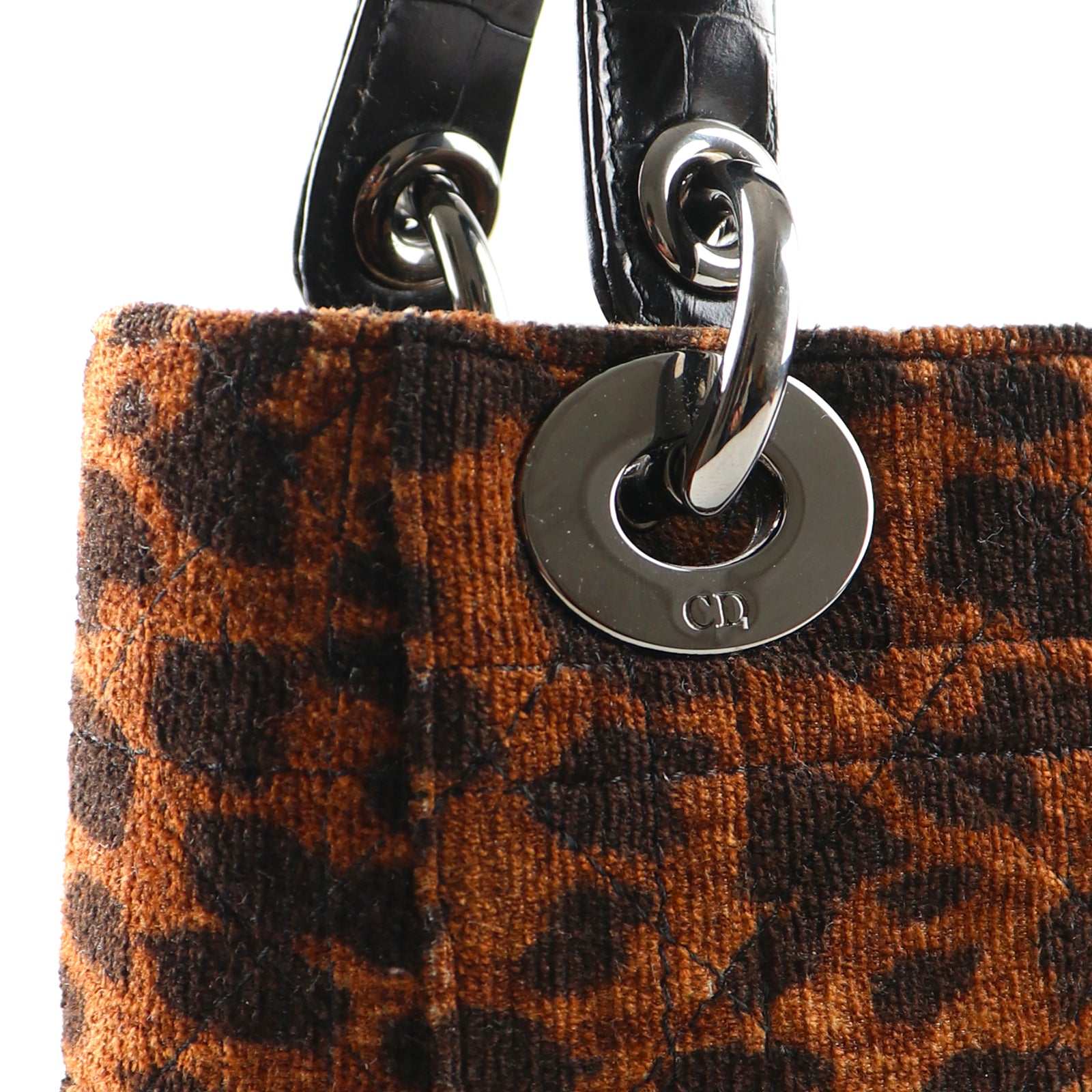 DIOR - Sac à main Lady Dior mini en toile léopard et cuir