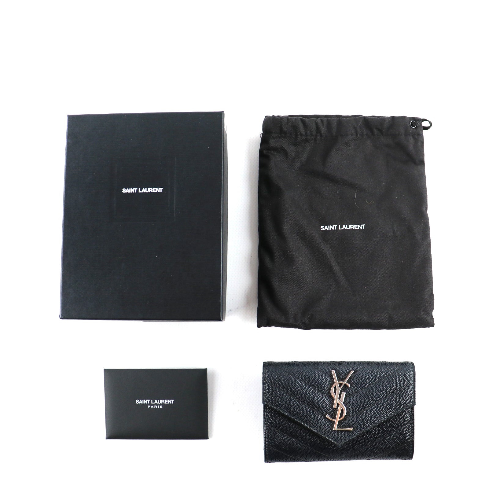 SAINT LAURENT - Portefeuille Cassandre Envelope en cuir grainé