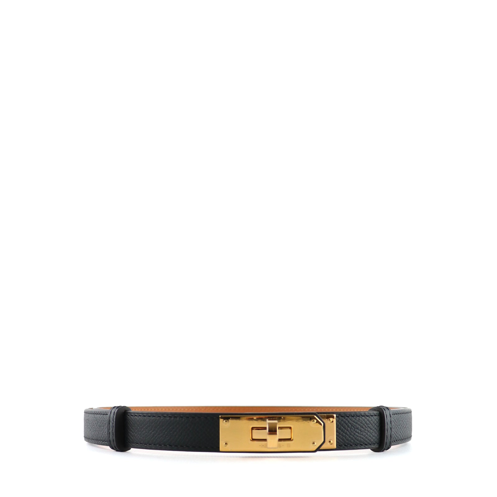 HERMÈS - Ceinture Kelly 18 en cuir Epsom noir
