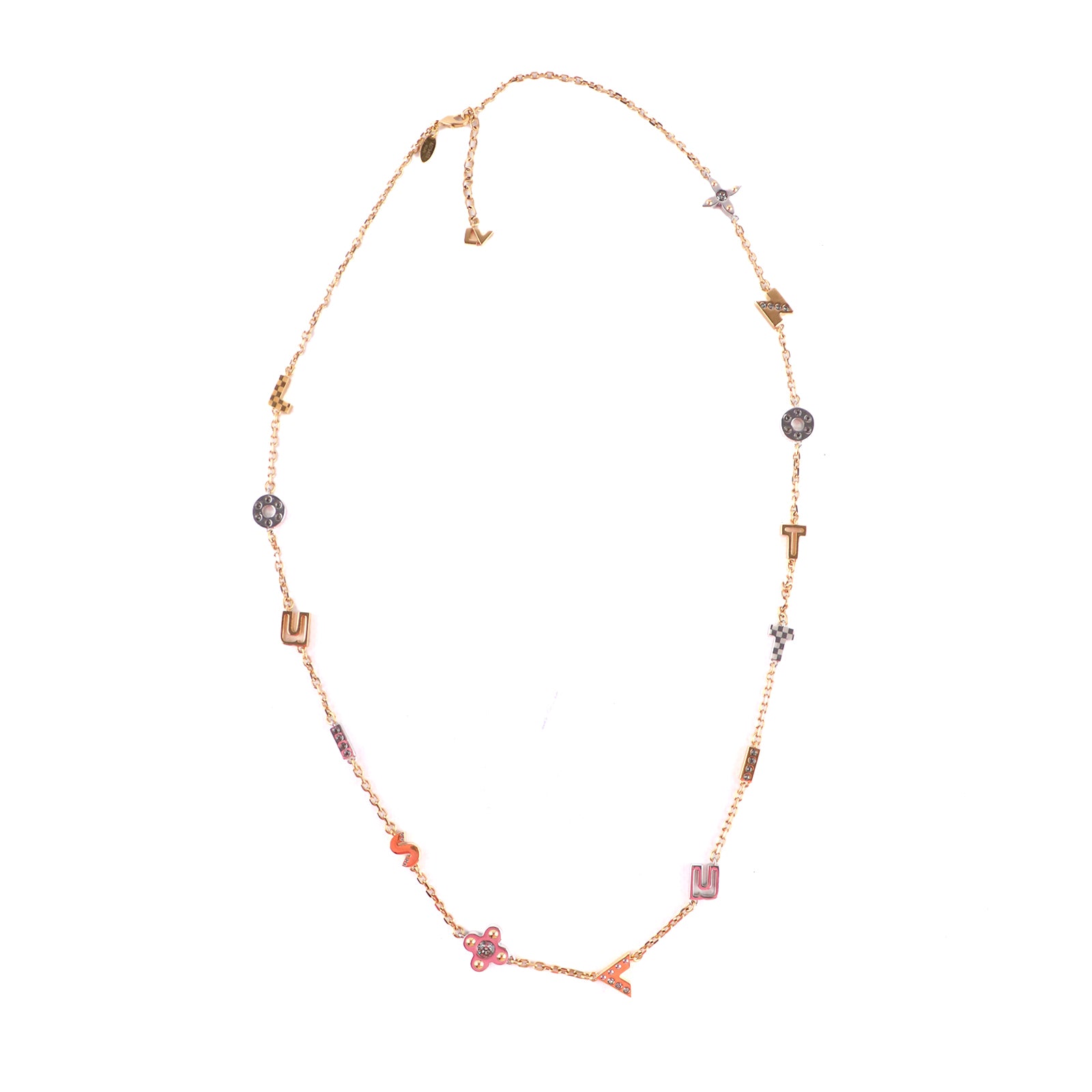 LOUIS VUITTON - Collier Love Letter Crystal doré et argenté