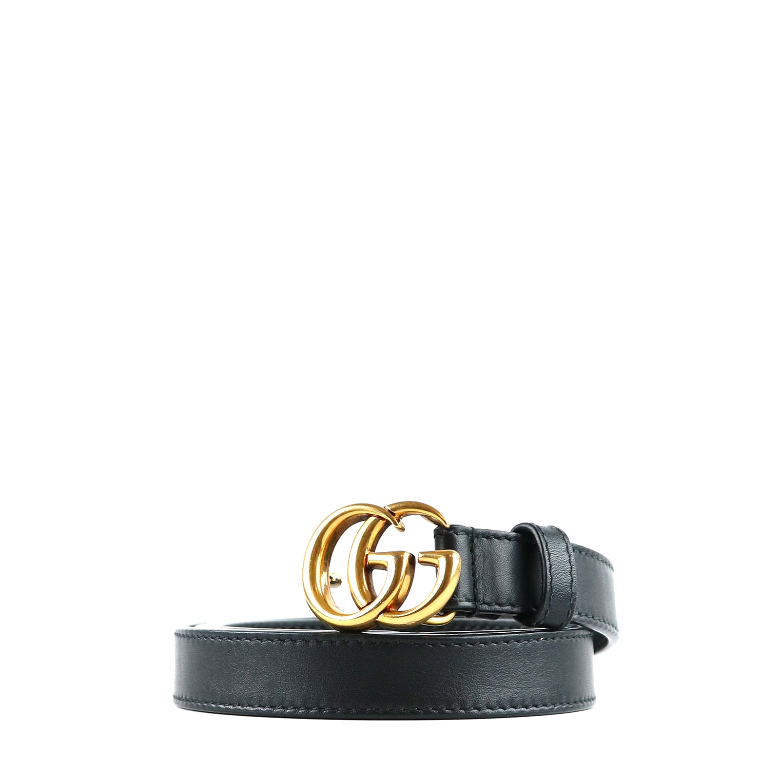 GUCCI - Ceinture GG Marmont en cuir noir (T80)