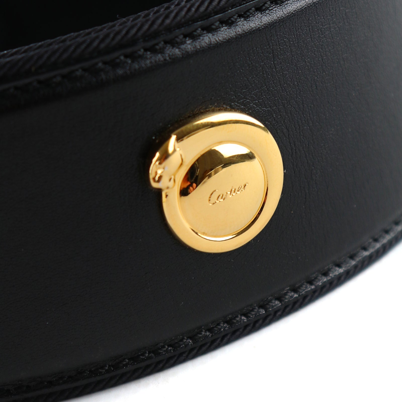 CARTIER - Ceinture Panthère en cuir noir vintage (T70)