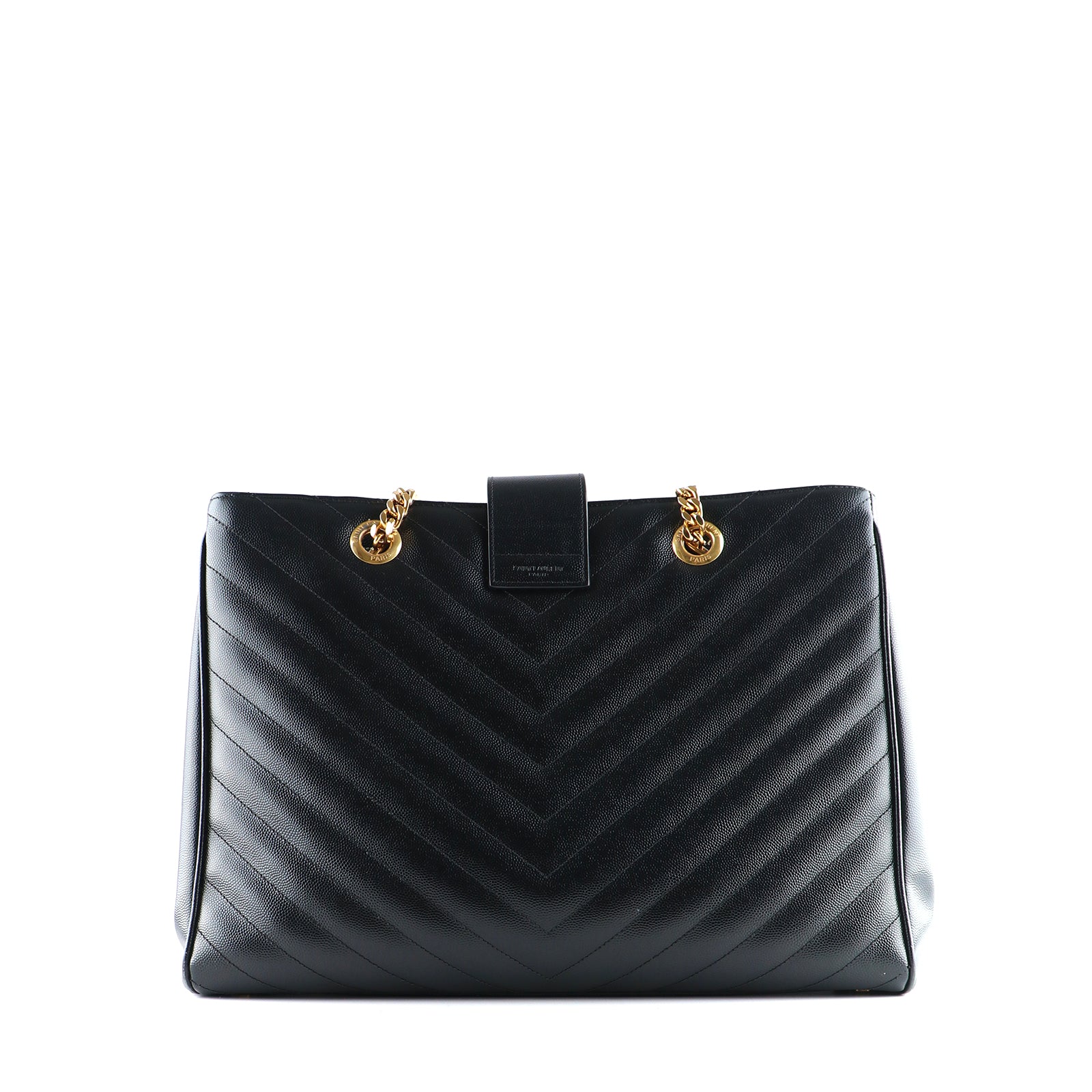 SAINT LAURENT - Sac cabas Shopping Monogramme en cuir grainé noir