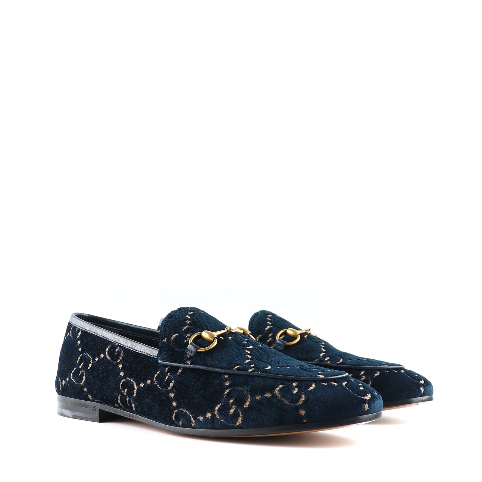 GUCCI - Mocassins Jordaan en velours bleu marine (T39,5)