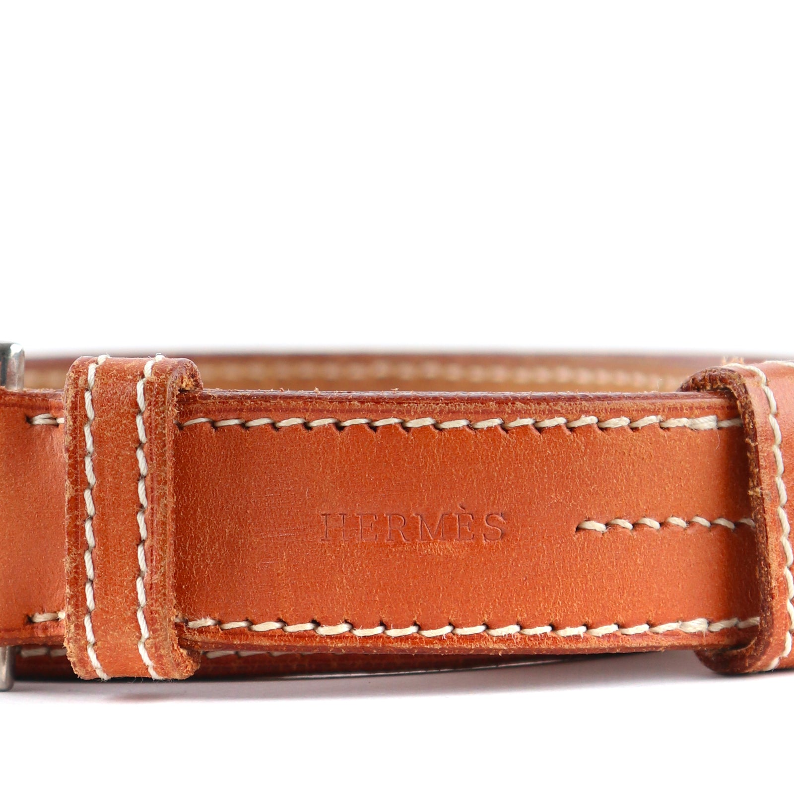 HERMÈS - Ceinture Etrivière en cuir gold (T75)