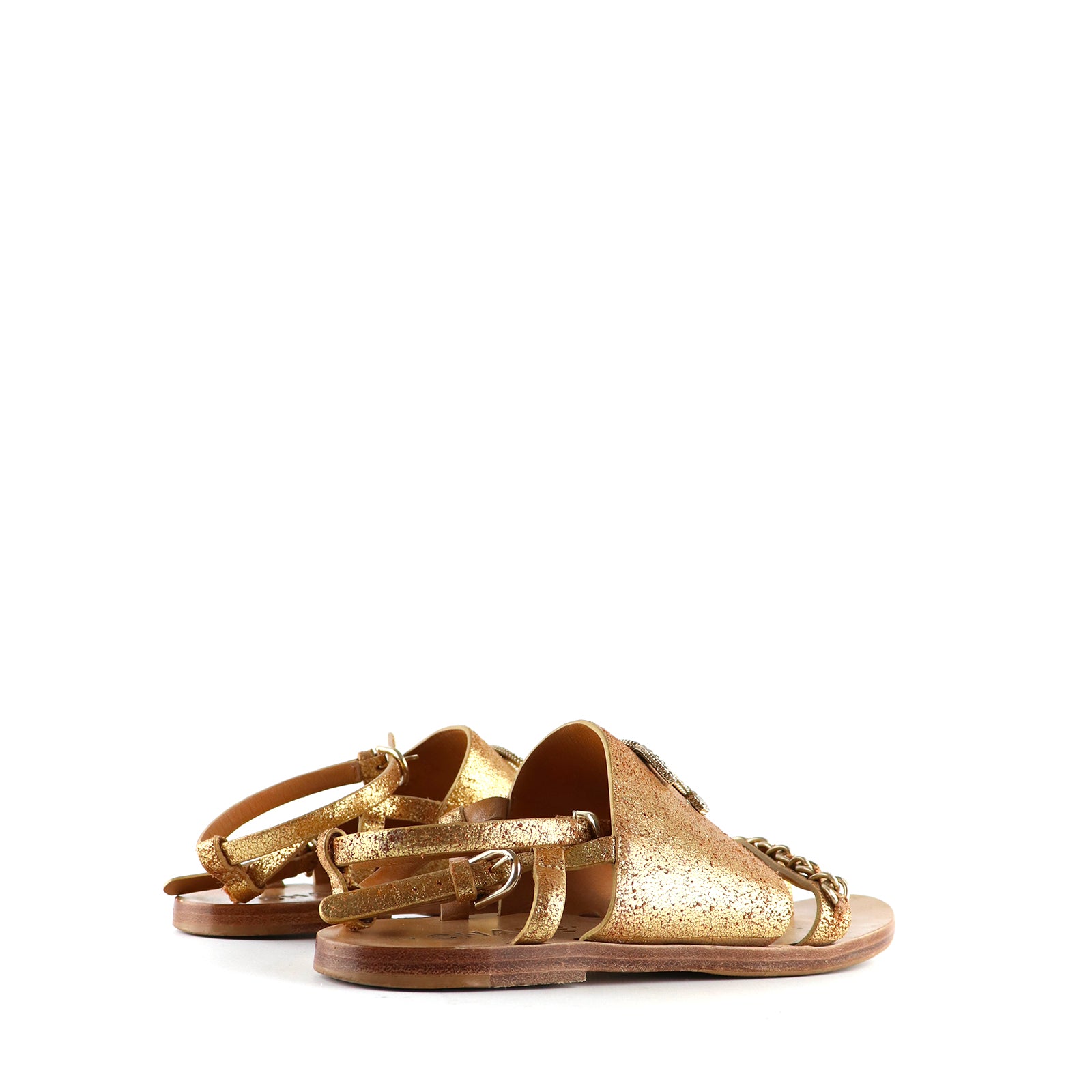 CHANEL - Sandales en cuir doré (T37)