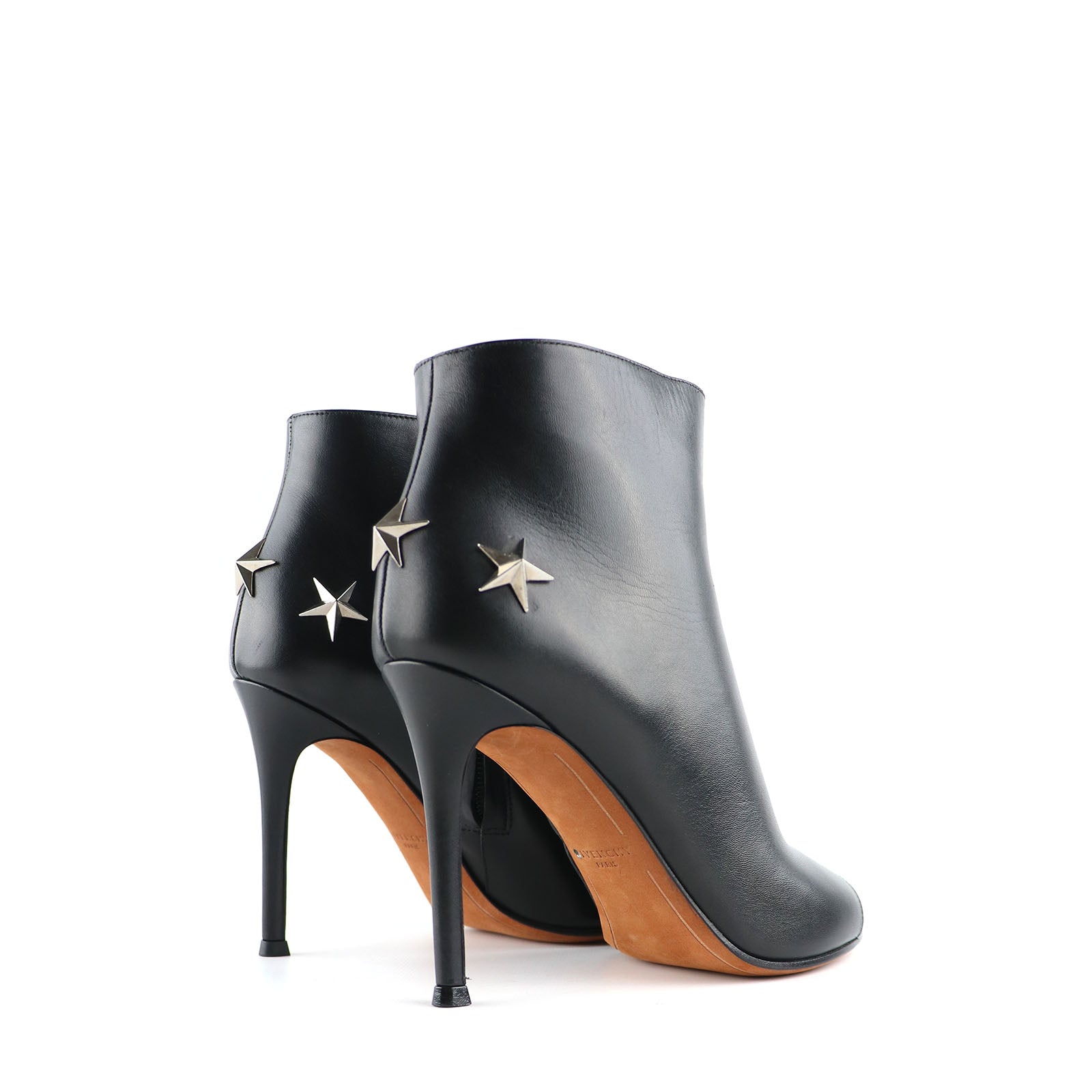 GIVENCHY - Bottines à talon en cuir noir (T36)