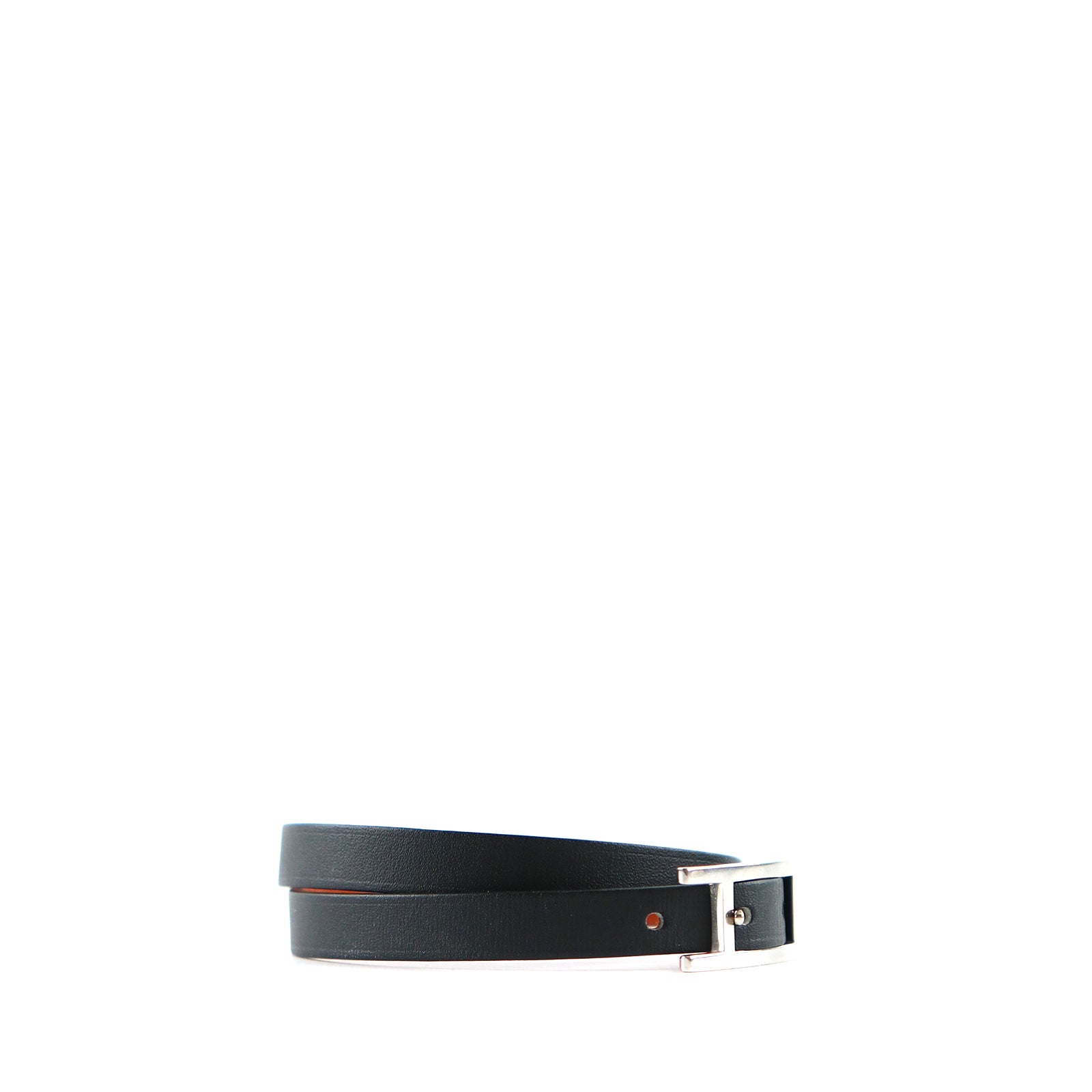 HERMÈS - Bracelet Behapi Double Tour en cuir noir et gold