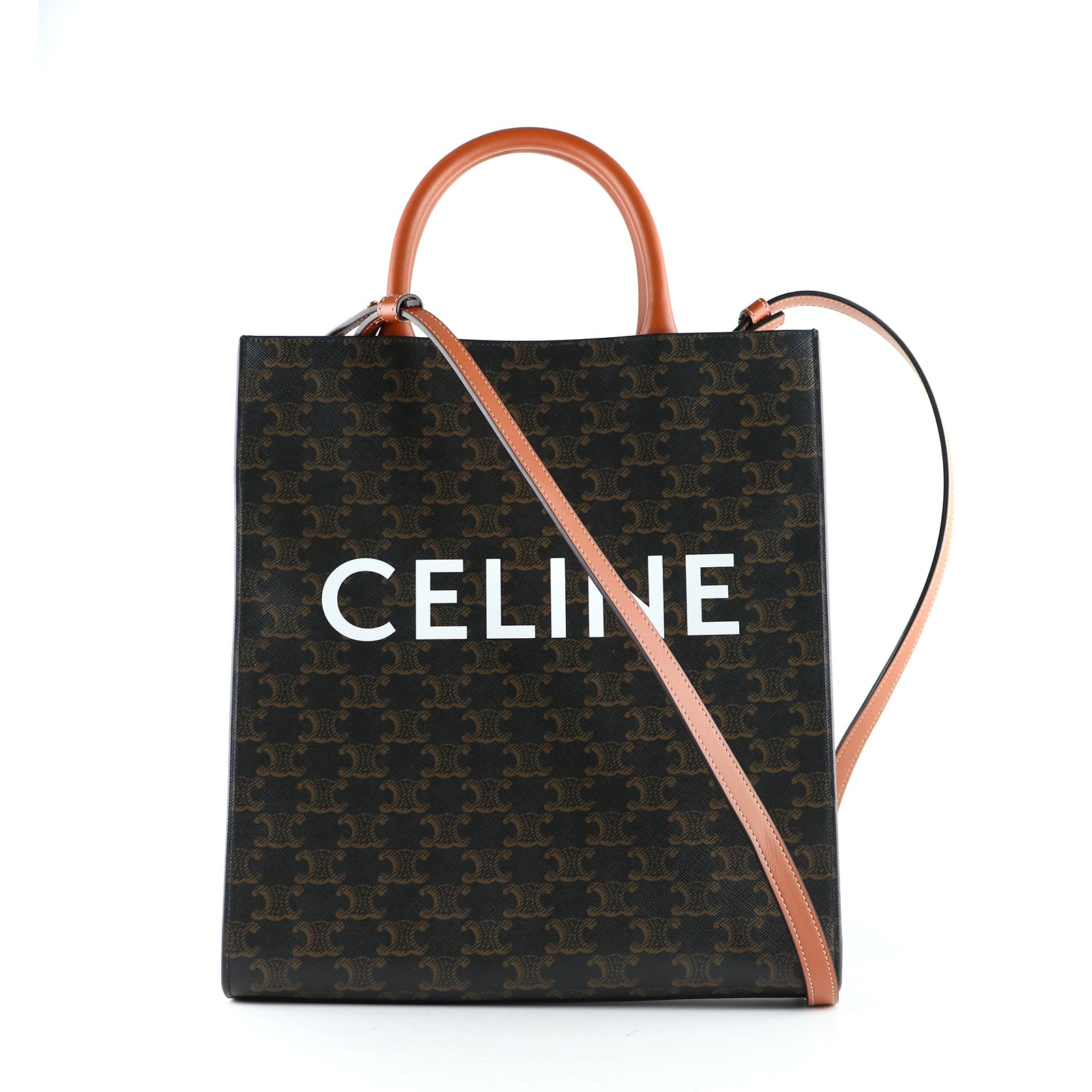 CELINE Sac cabas Vertical Petit Modèle en toile Triomphe d