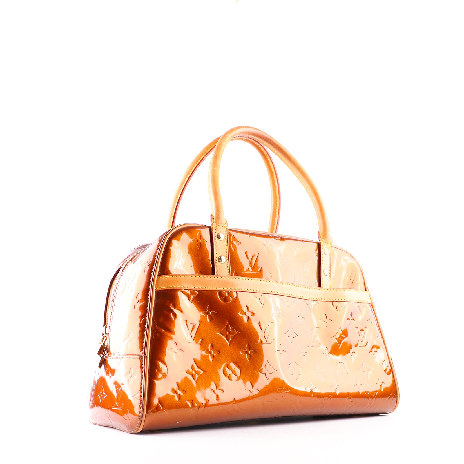 LOUIS VUITTON - Sac à main Tompkins en cuir verni empreinte monogramme