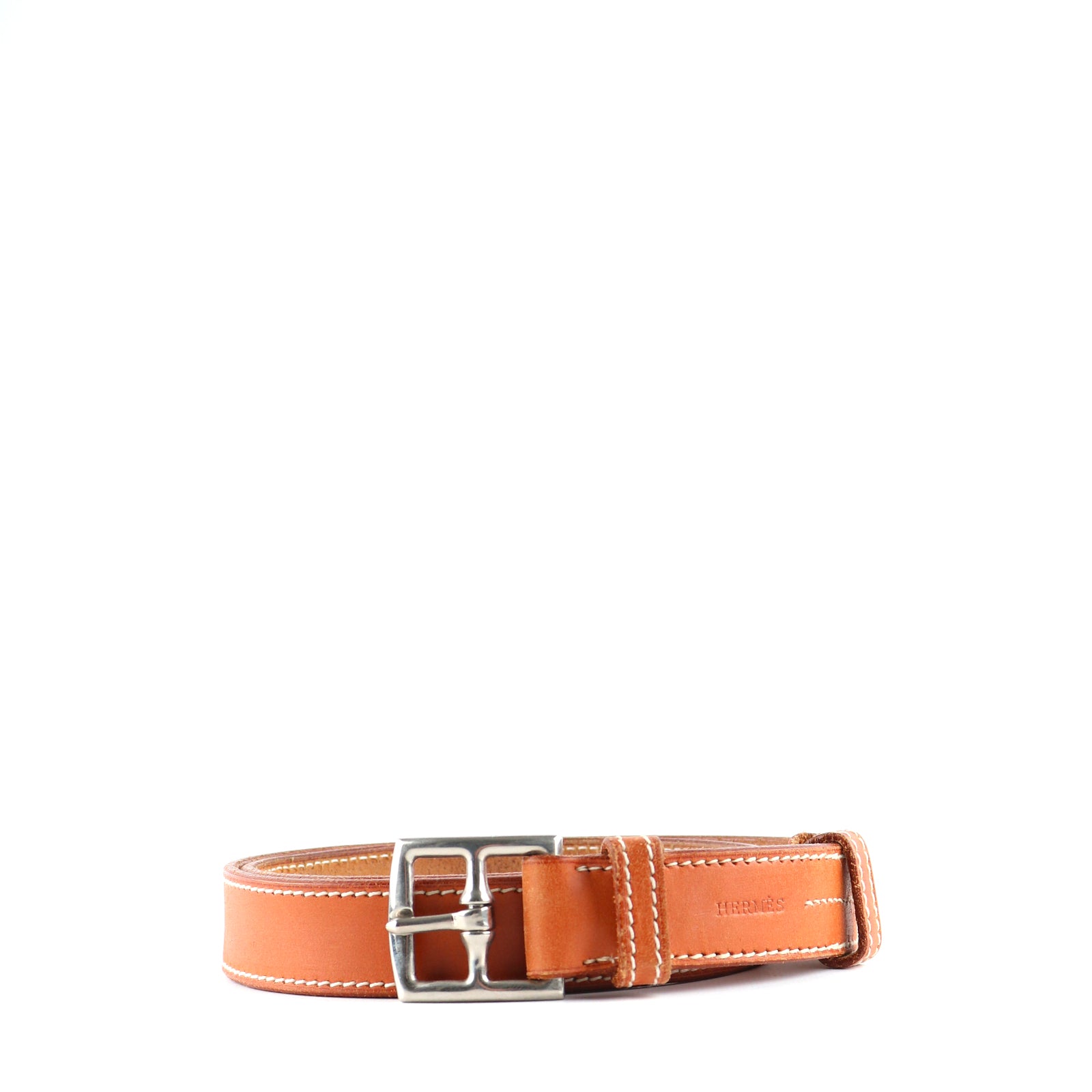 HERMÈS - Ceinture Etrivière en cuir gold (T75)