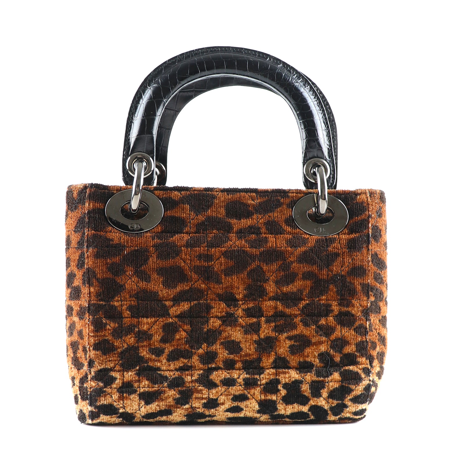 DIOR - Sac à main Lady Dior mini en toile léopard et cuir