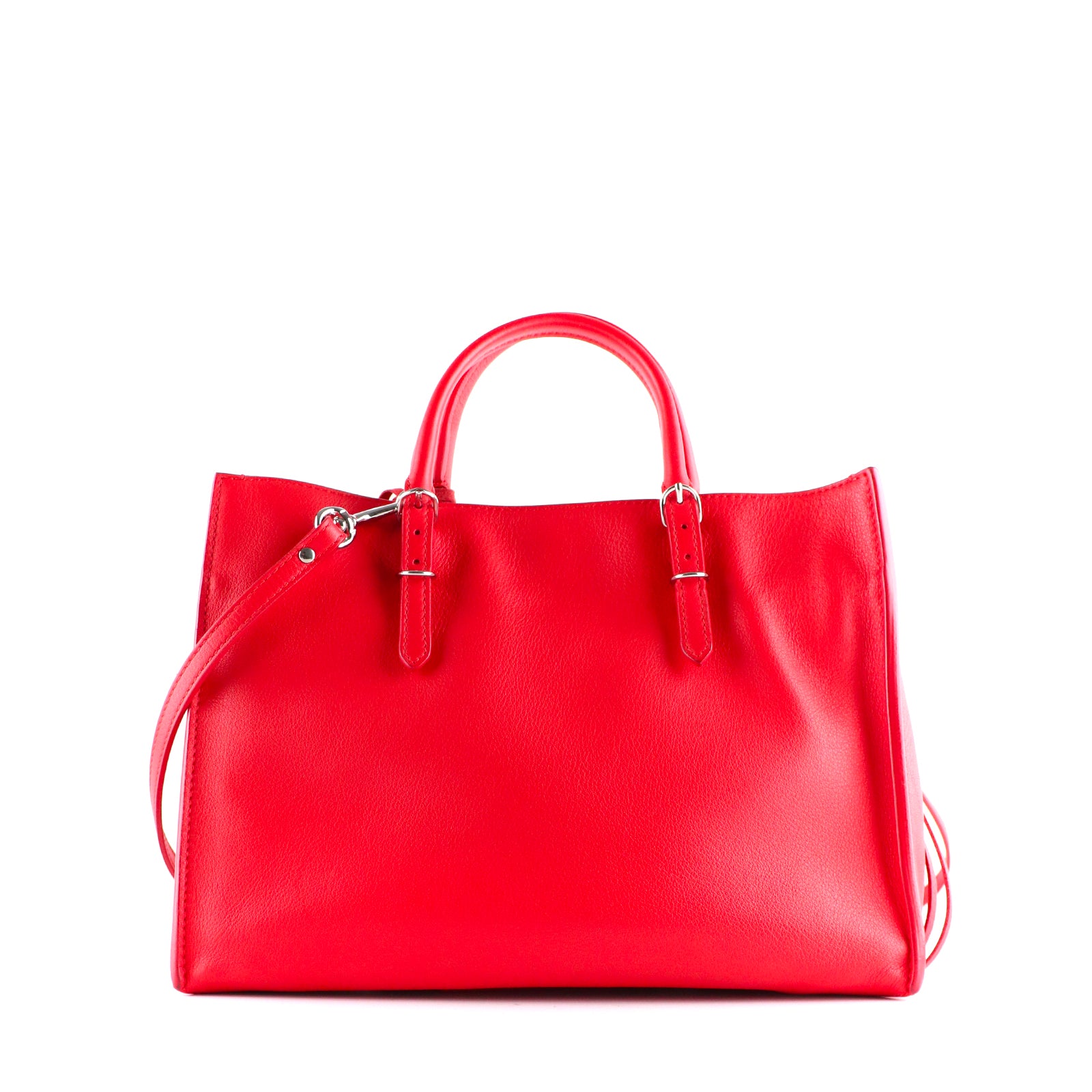 BALENCIAGA - Sac cabas avec bandoulière Papier A4 en cuir rouge