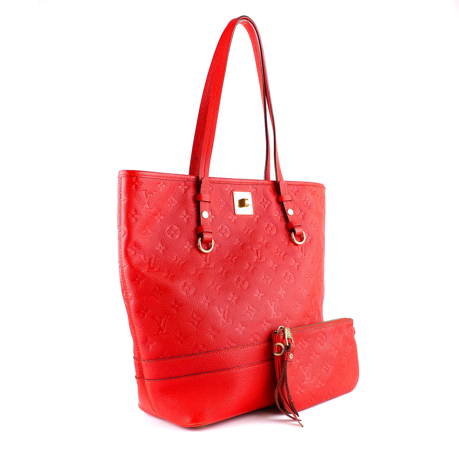 LOUIS VUITTON - Sac cabas Citadine en cuir grainé rouge embossé