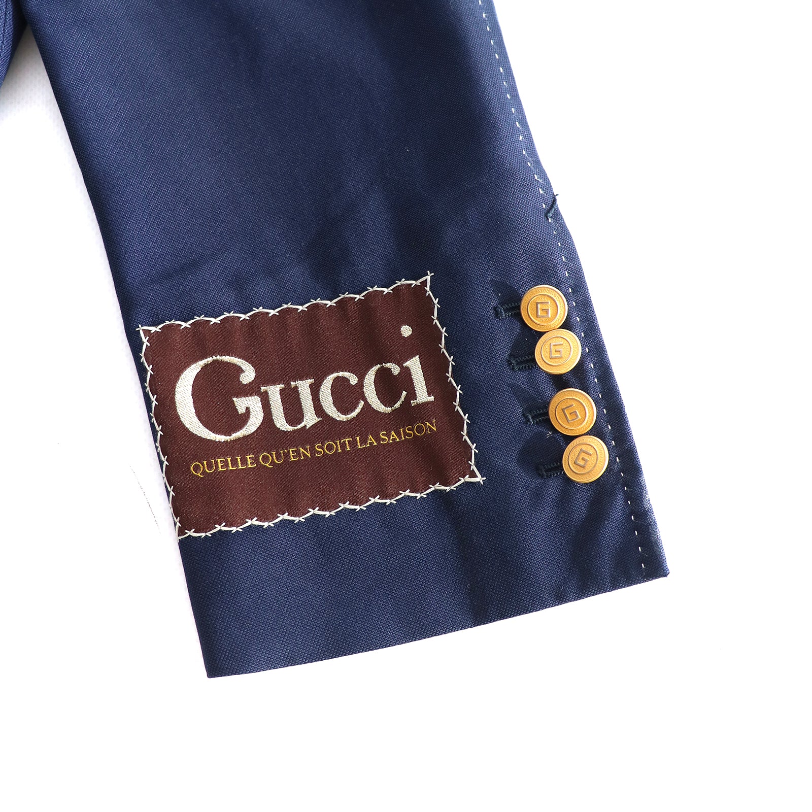 GUCCI - Veste de costume bleu marine avec écusson (T50)