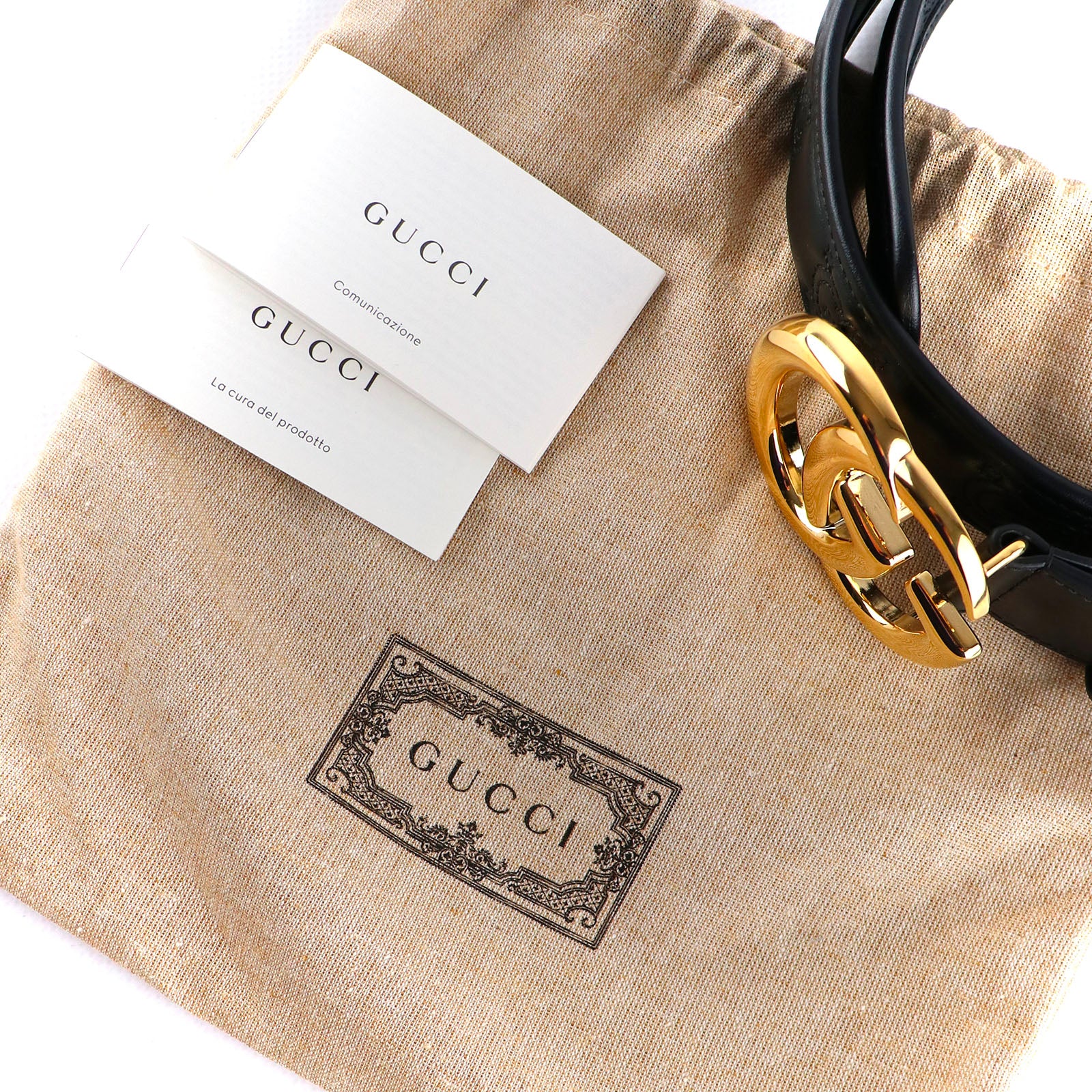 GUCCI - Ceinture en cuir embossé GG Marmont (T95)