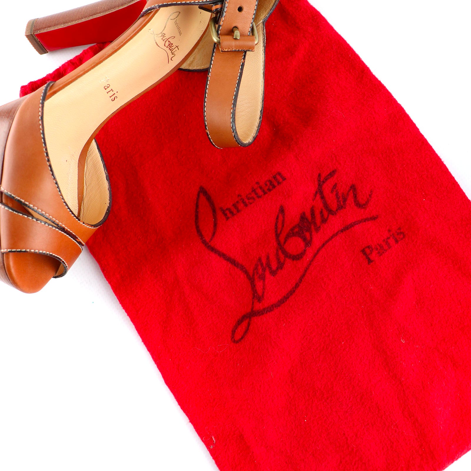 LOUBOUTIN - Sandales en cuir marron (T36,5)