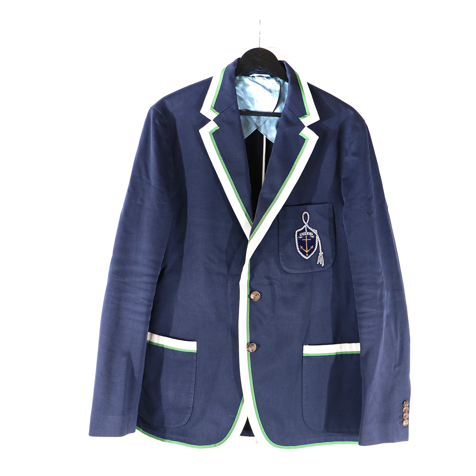GUCCI - Veste de costume bleu marine avec écusson (T50)