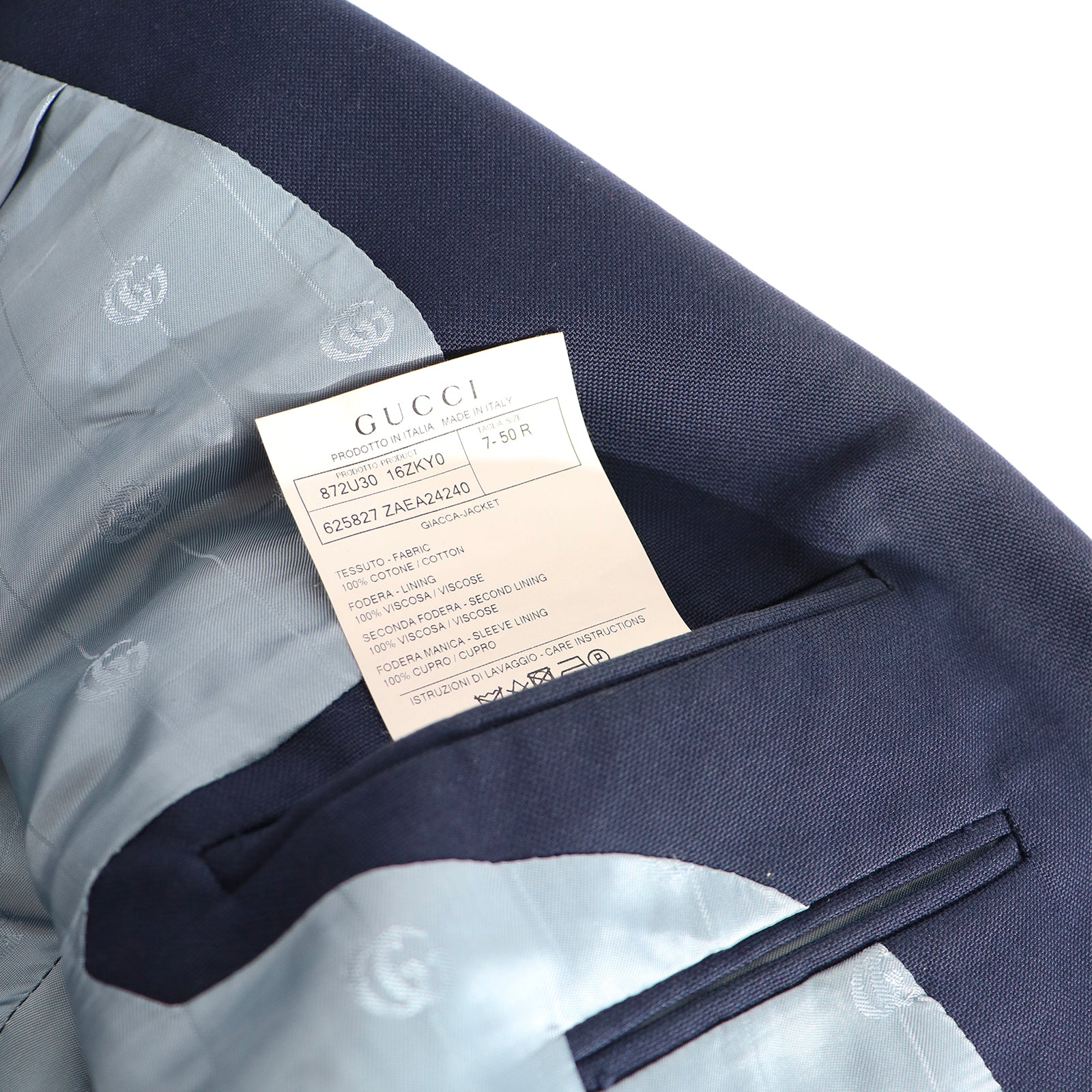 GUCCI - Veste de costume bleu marine avec écusson (T50)