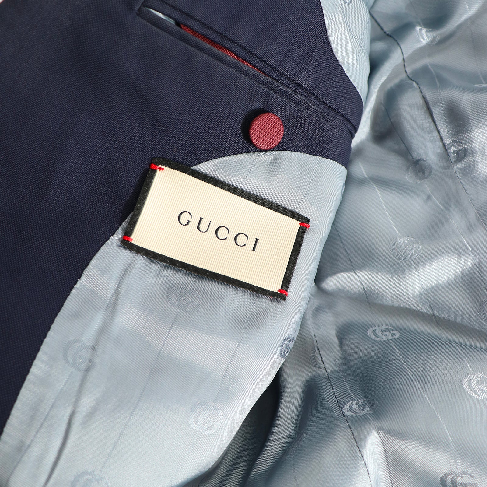 GUCCI - Veste de costume bleu marine avec écusson (T50)