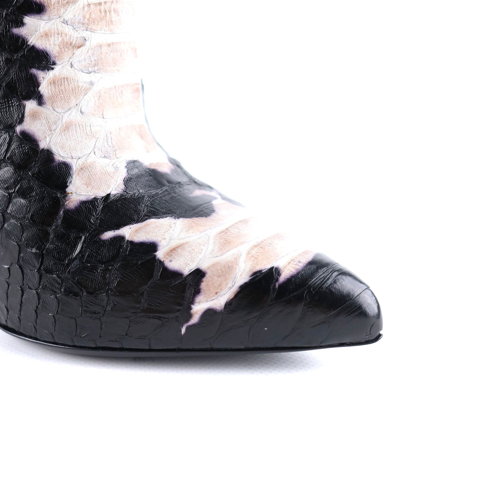 SAINT LAURENT - Python heeled ankle boots (T40.5)