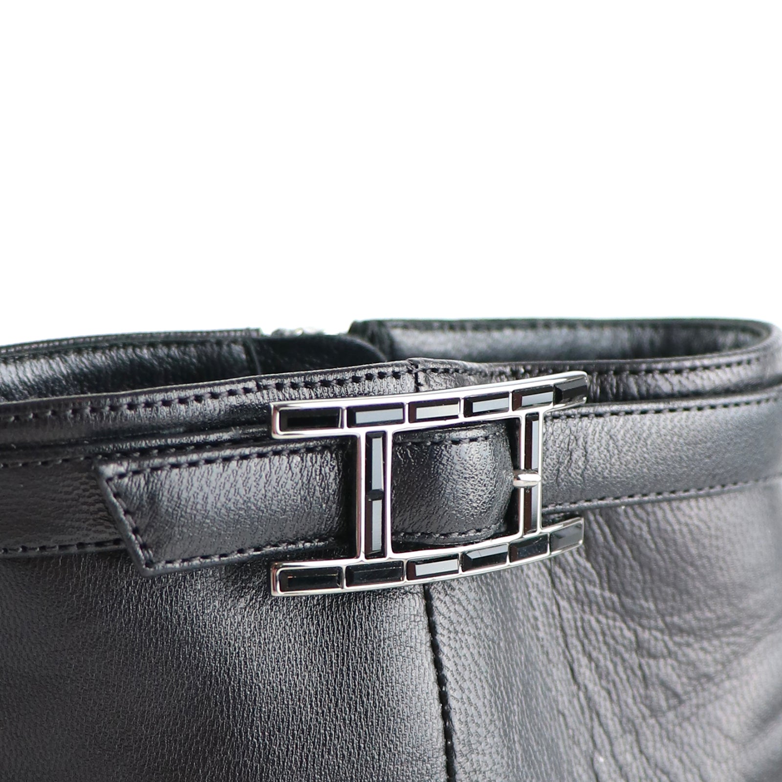 HERMÈS - Bottines Behapi à talon en cuir noir (T38)