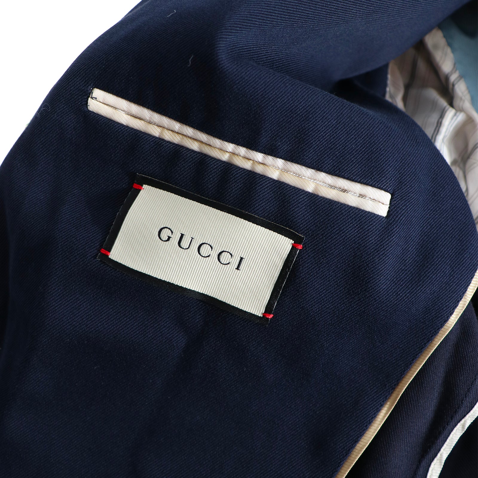 GUCCI - Veste de costume bleu marine avec écusson (T50)