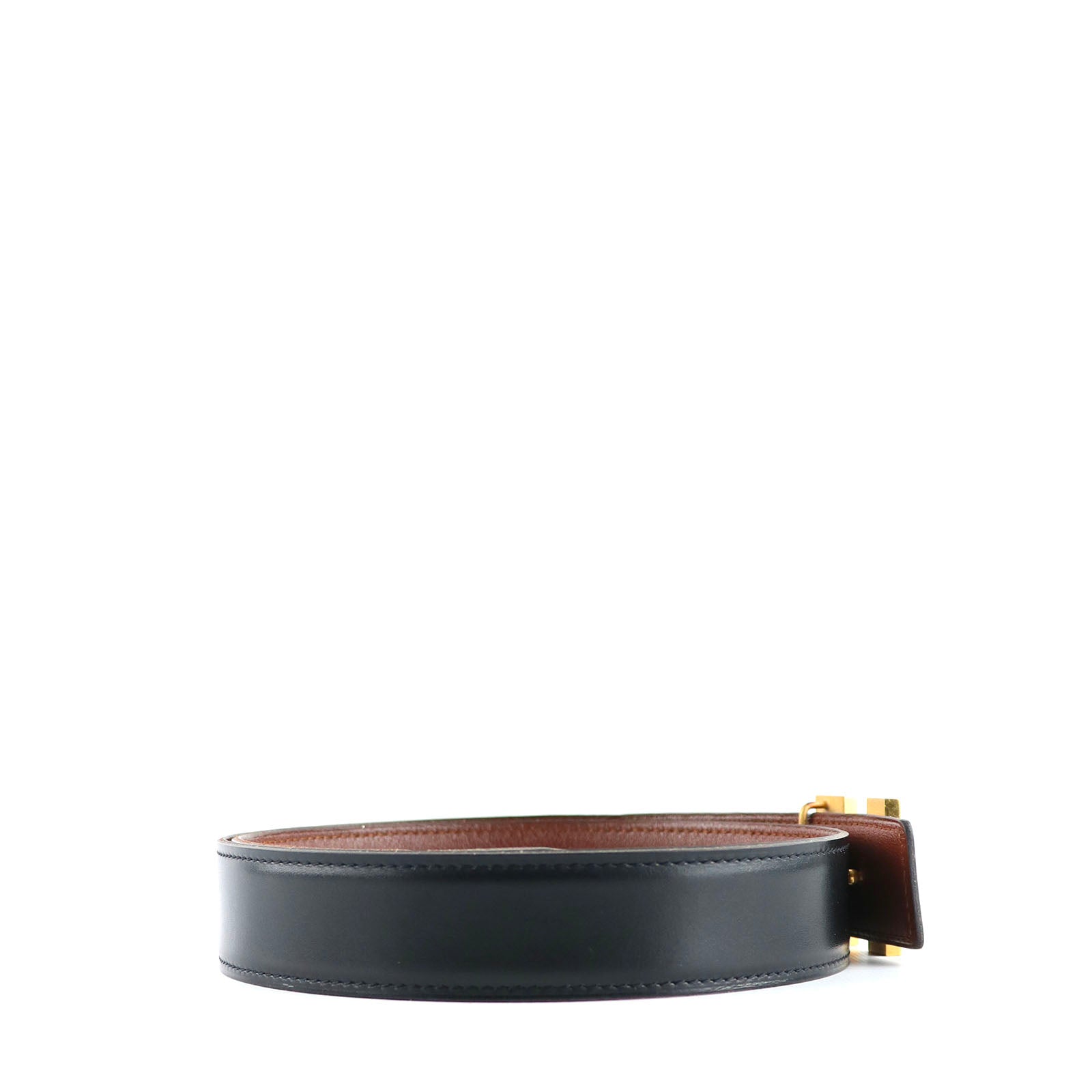 HERMÈS - Ceinture réversible avec boucle dorée (T75)