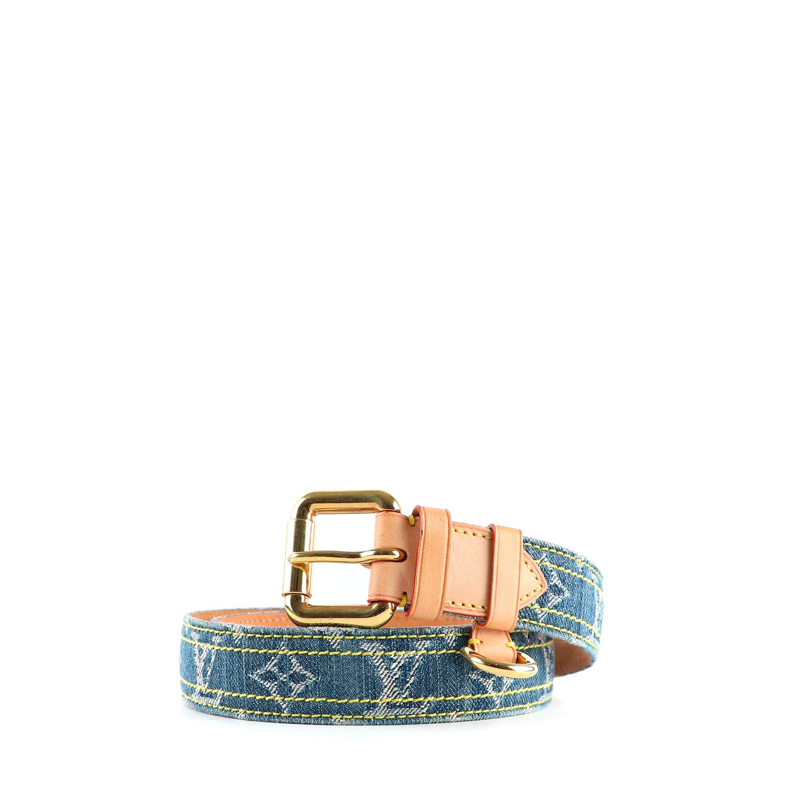 LOUIS VUITTON - Ceinture en cuir et monogramme denim (T80)