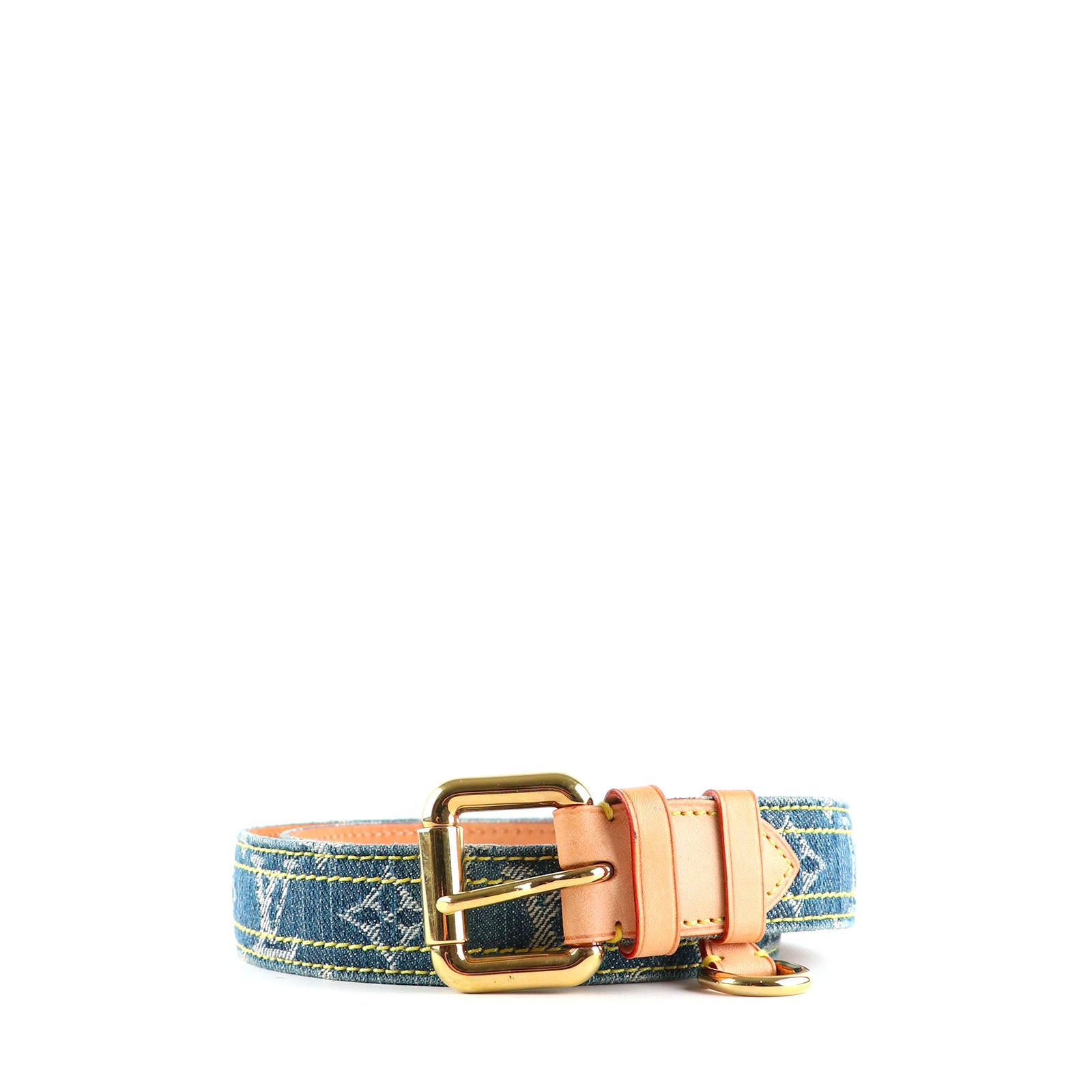 LOUIS VUITTON - Ceinture en cuir et monogramme denim (T80)