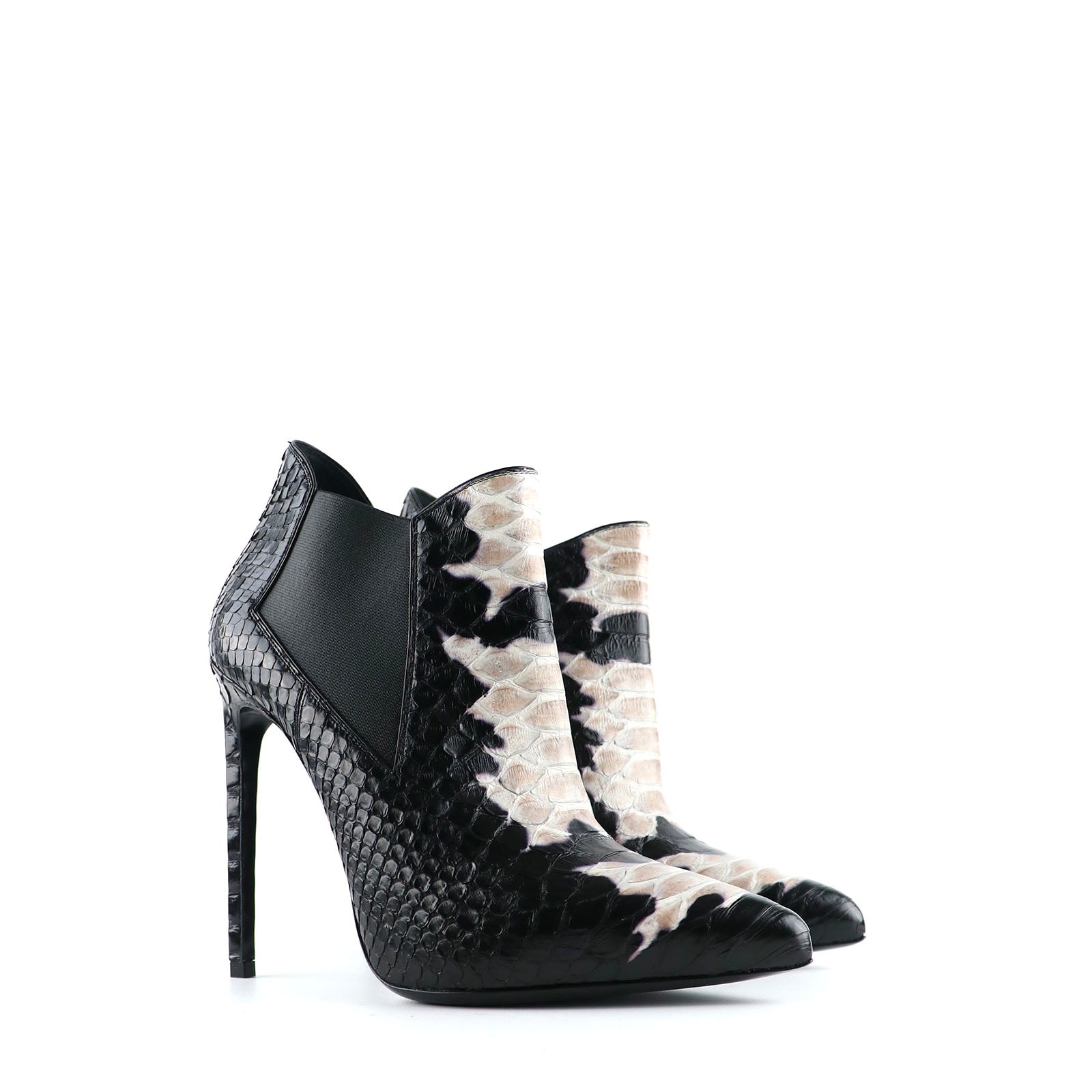 SAINT LAURENT - Python heeled ankle boots (T40.5)