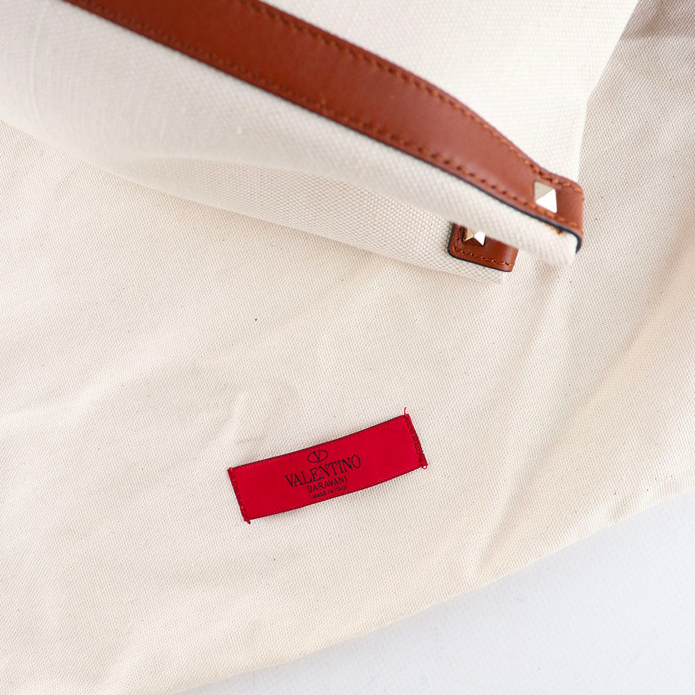 VALENTINO - Grande Plage tote bag in brown canvas and leather