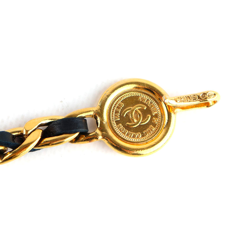 CHANEL - Ceinture chaîne cuir vintage (T80)